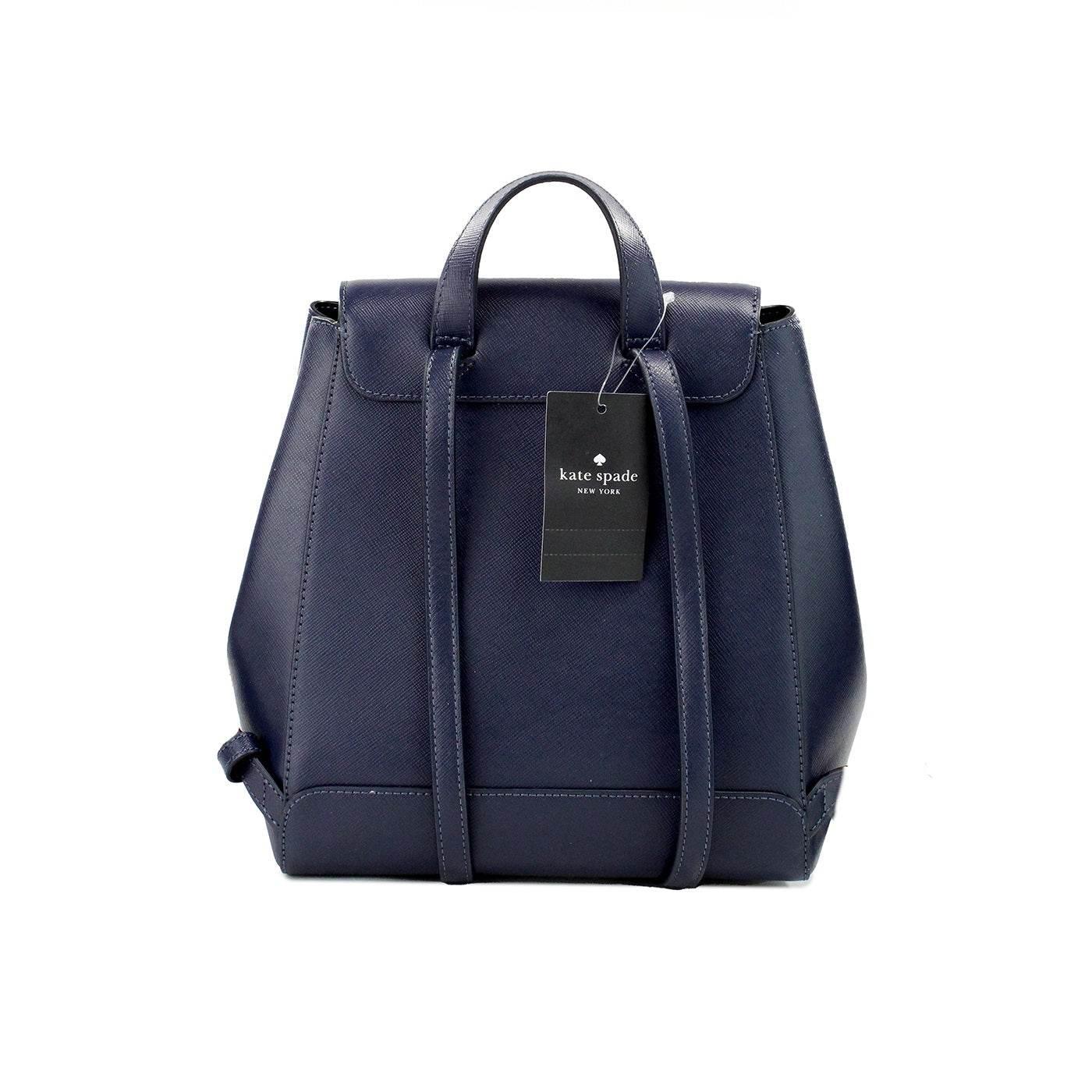 Kate Spade Madison Navy Saffiano Leather Medium Flap Shoulder Backpack Bag - Hilstor