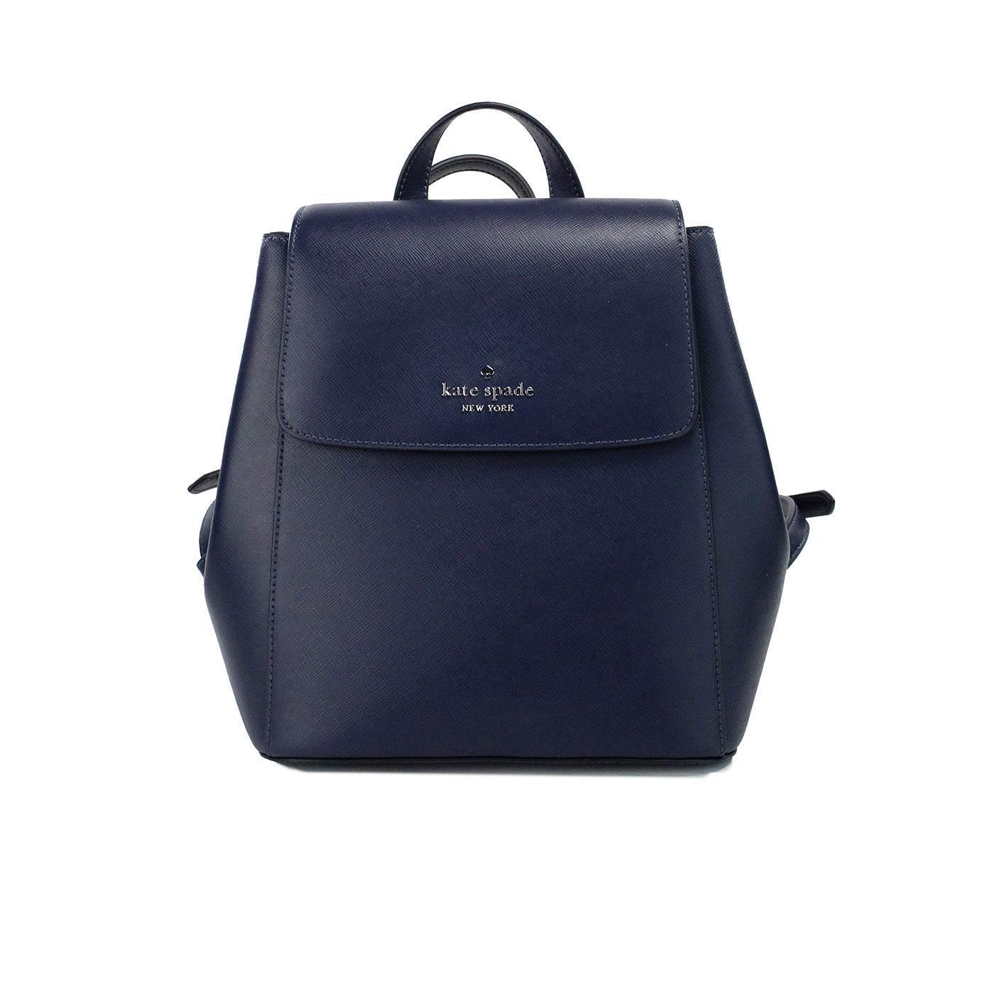 Kate Spade Madison Navy Saffiano Leather Medium Flap Shoulder Backpack Bag - Hilstor