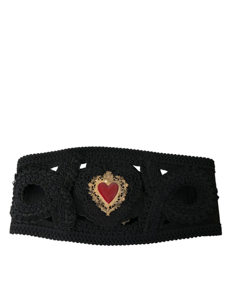 Dolce & Gabbana Black Canvas Embellished Waist Women Belt - Hilstor