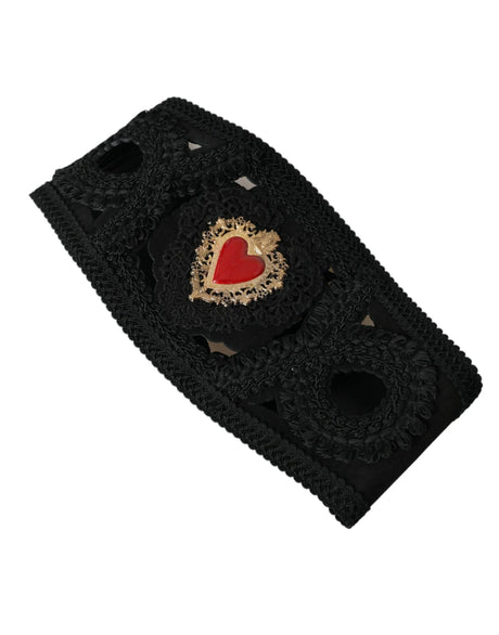 Dolce & Gabbana Black Canvas Embellished Waist Women Belt - Hilstor