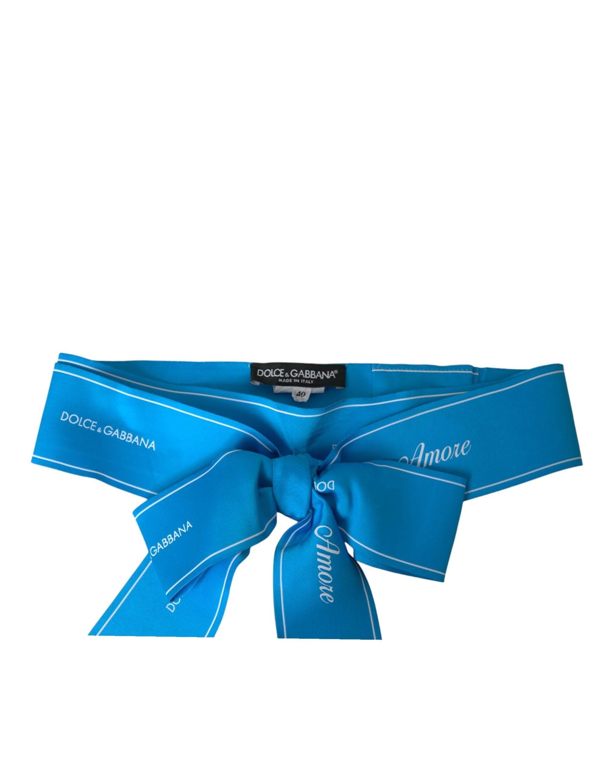 Dolce & Gabbana Blue Polyester AMORE Wide Waist Belt - Hilstor