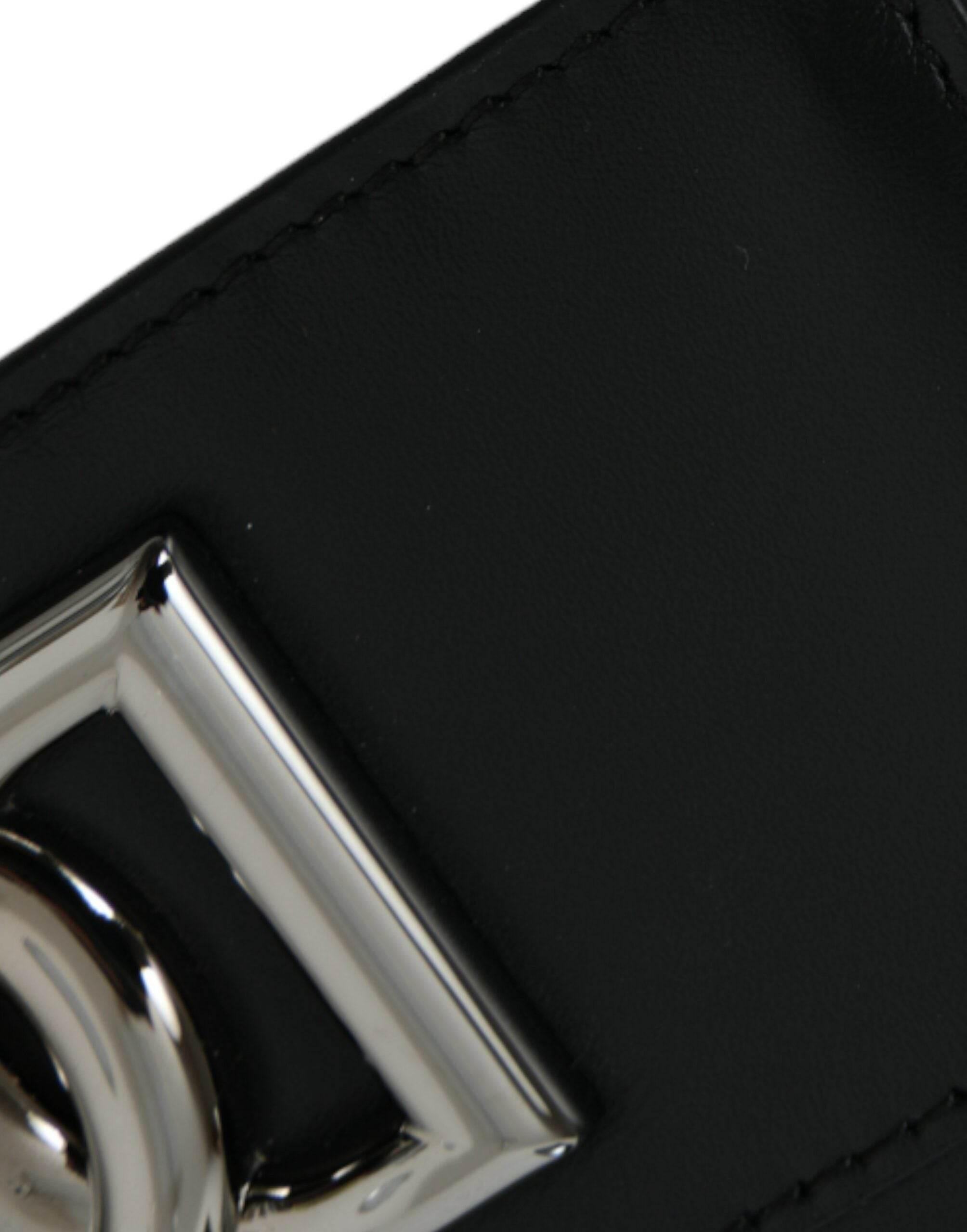 Dolce & Gabbana Black Calfskin Leather DG Logo Card Holder Wallet Men - Hilstor