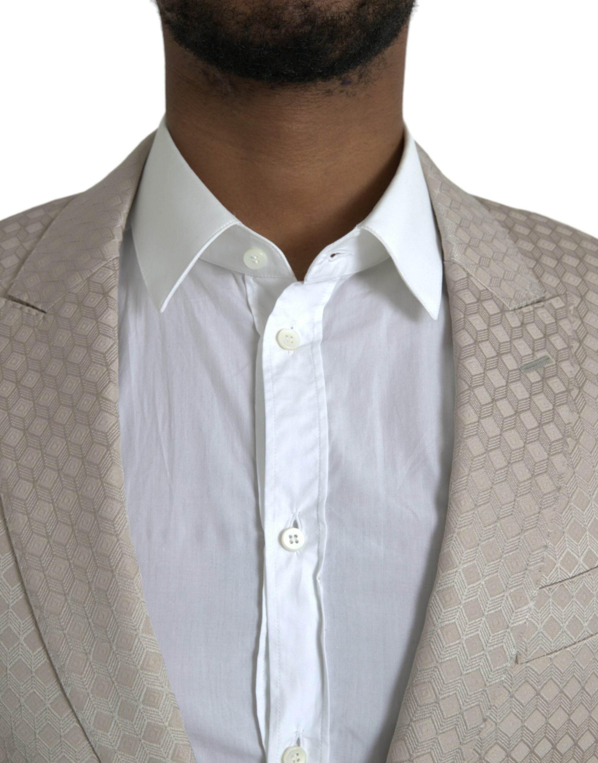 Dolce & Gabbana Beige MARTINI Single Breasted Coat Blazer - Hilstor