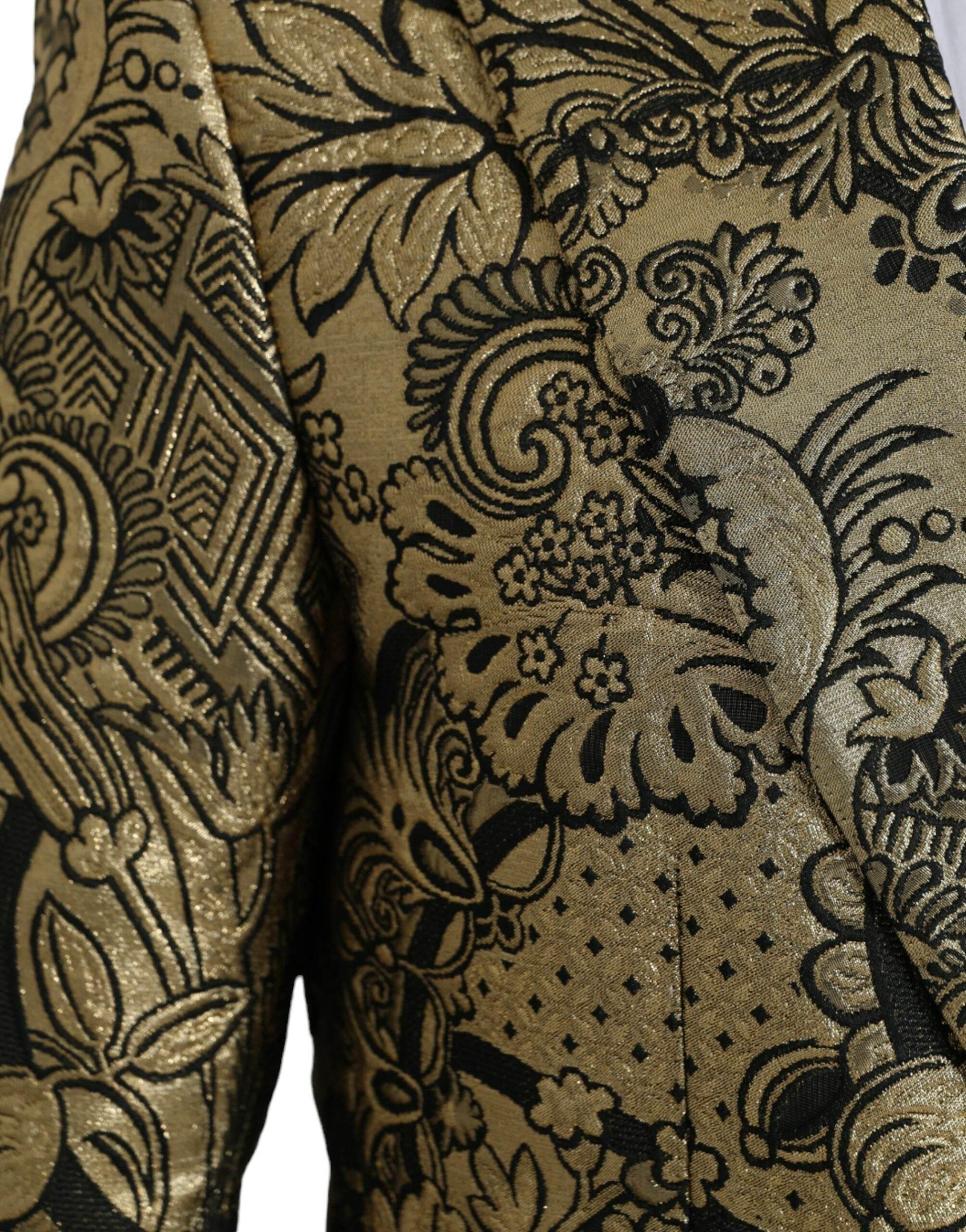 Dolce & Gabbana Gold SICILIA Jacquard Single Breasted Coat Blazer - Hilstor