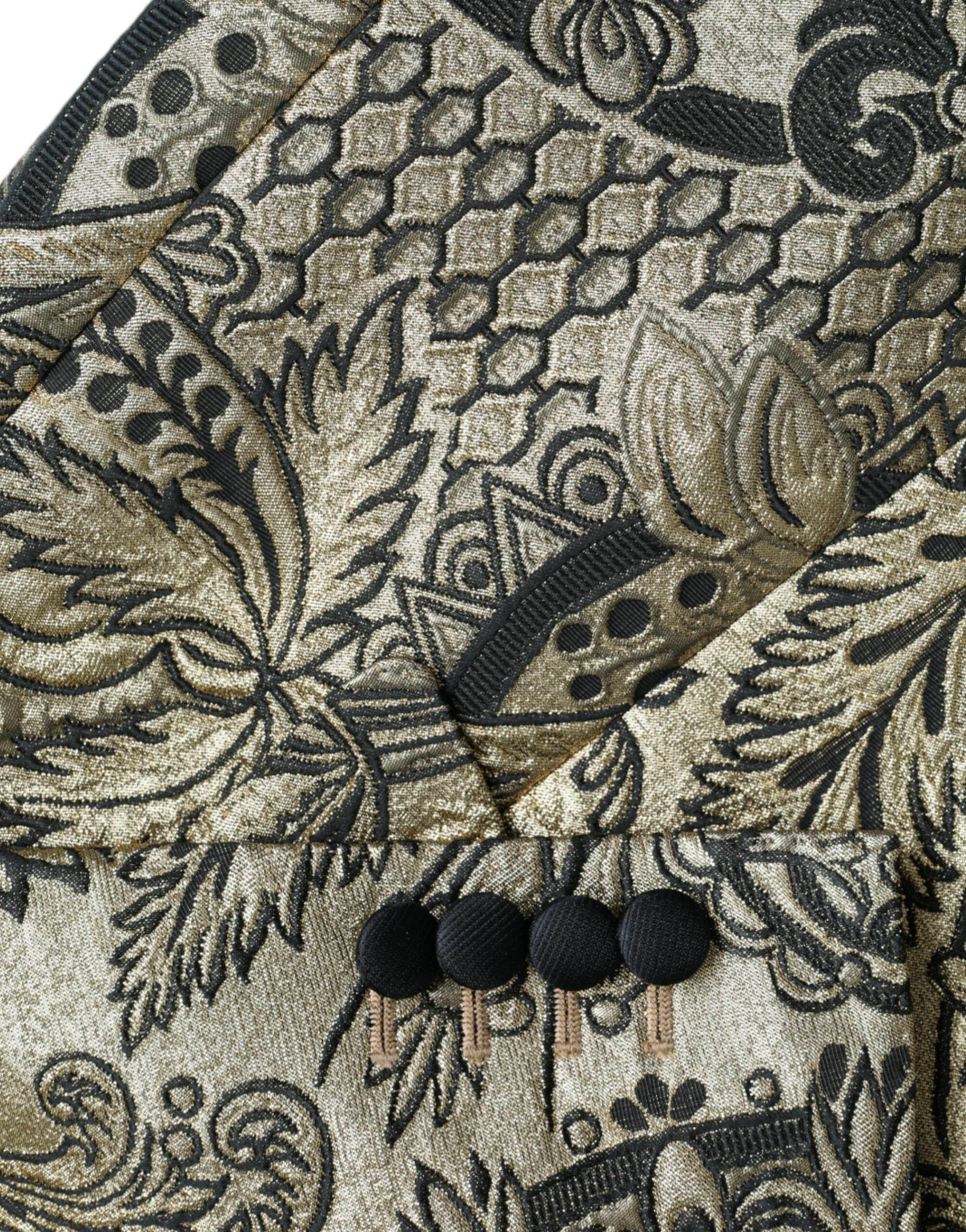 Dolce & Gabbana Gold SICILIA Jacquard Single Breasted Coat Blazer - Hilstor