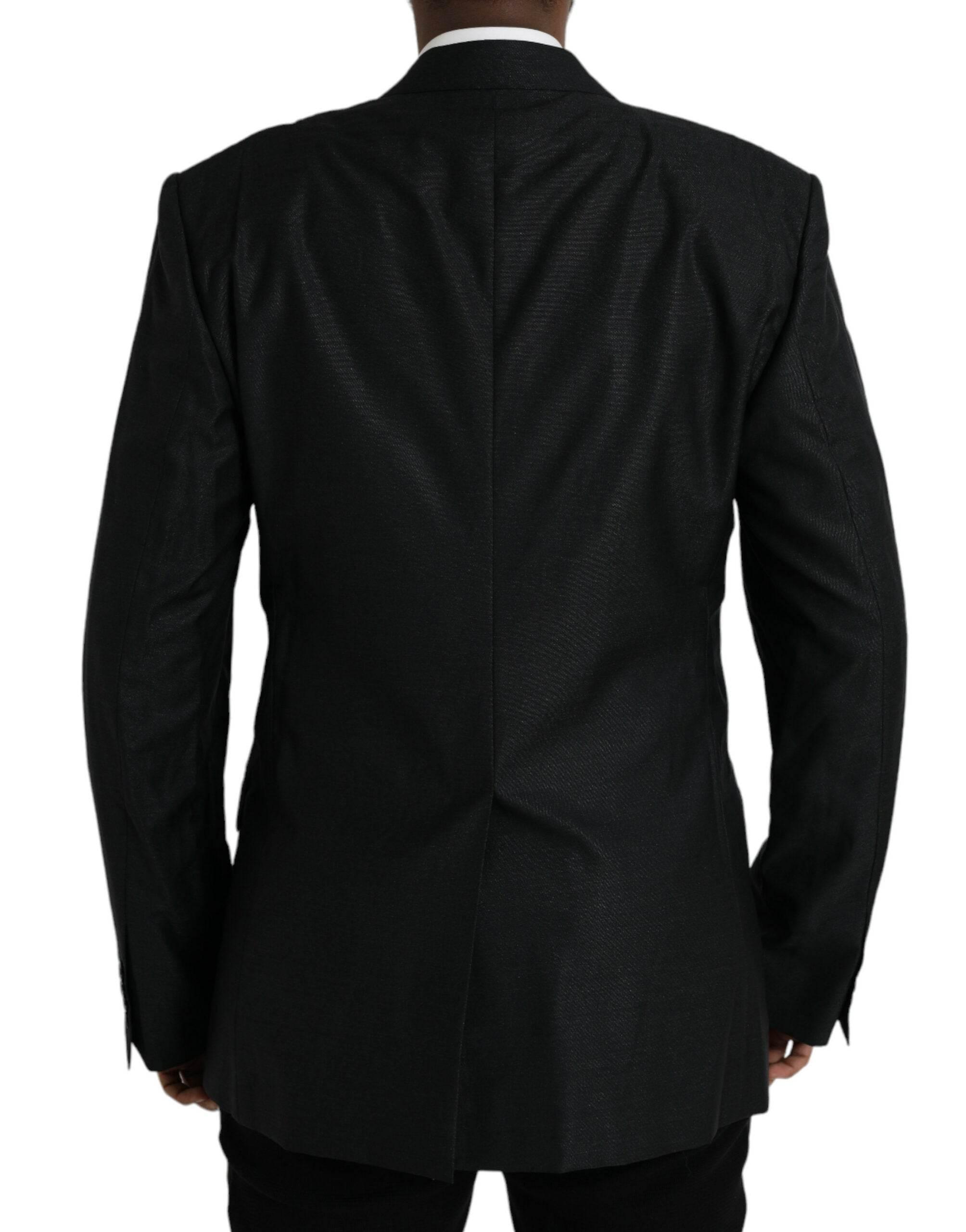 Dolce & Gabbana Black Wool Notch SingleBreasted Coat Blazer - Hilstor
