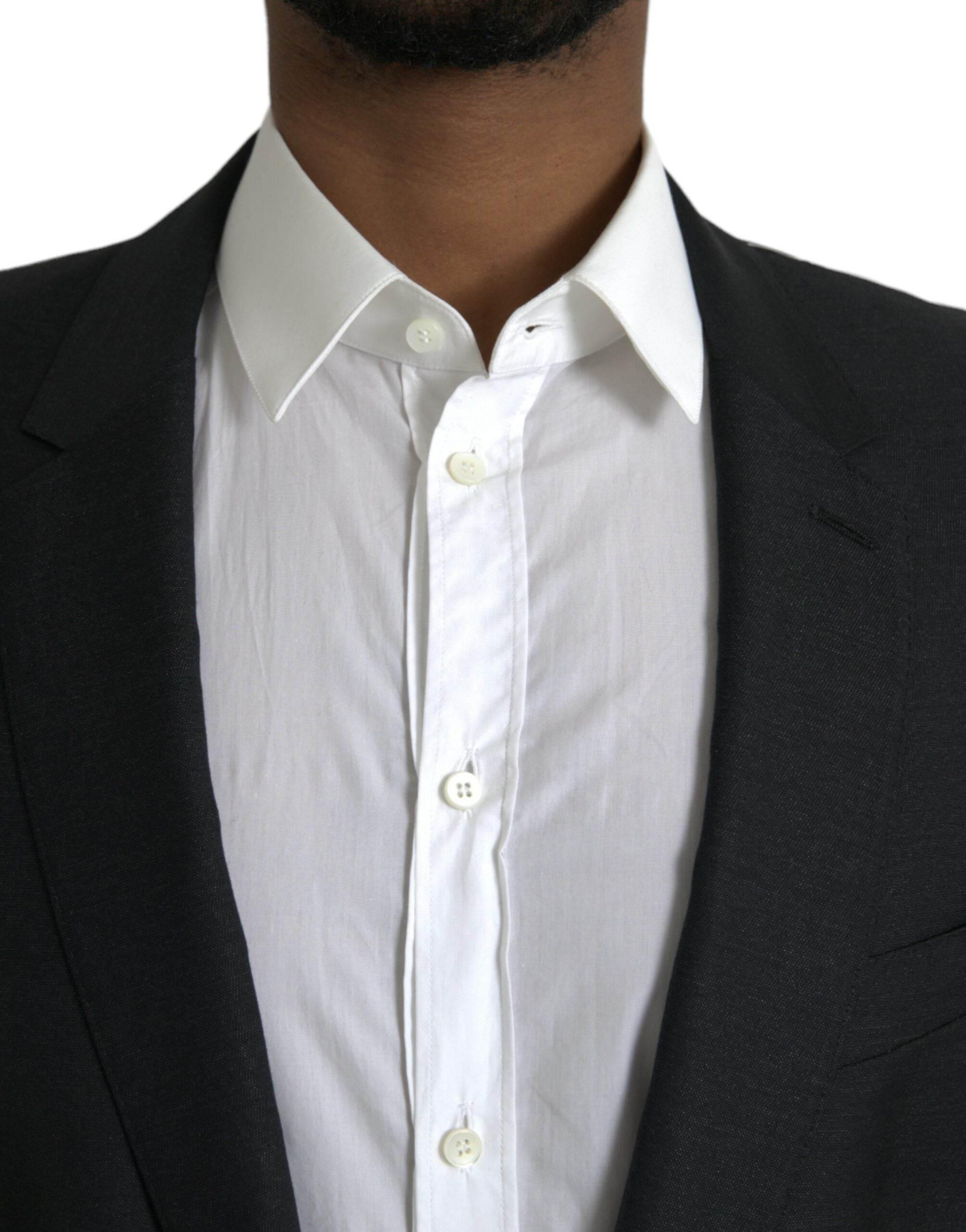 Dolce & Gabbana Black Wool Notch SingleBreasted Coat Blazer - Hilstor
