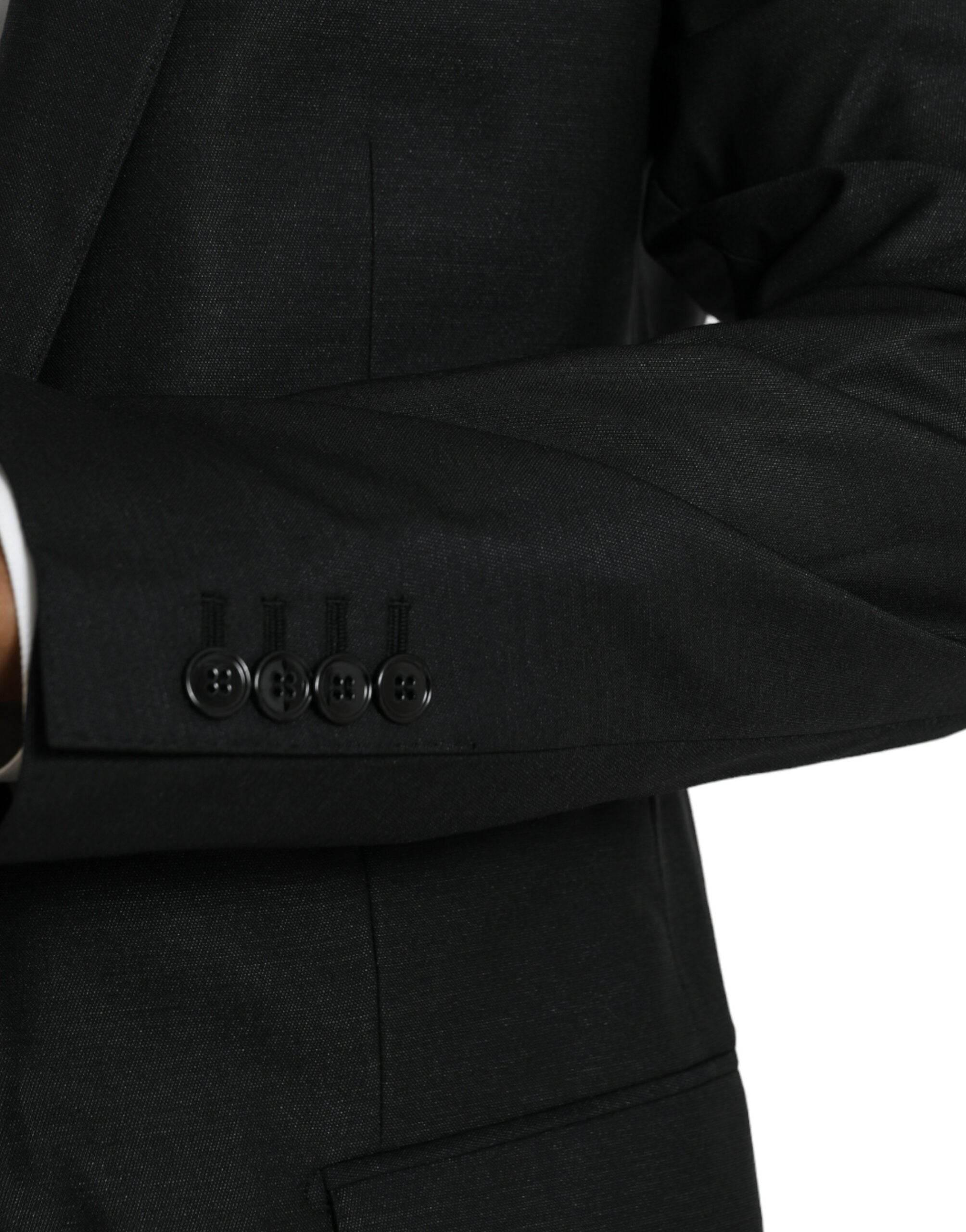 Dolce & Gabbana Black Wool Notch SingleBreasted Coat Blazer - Hilstor