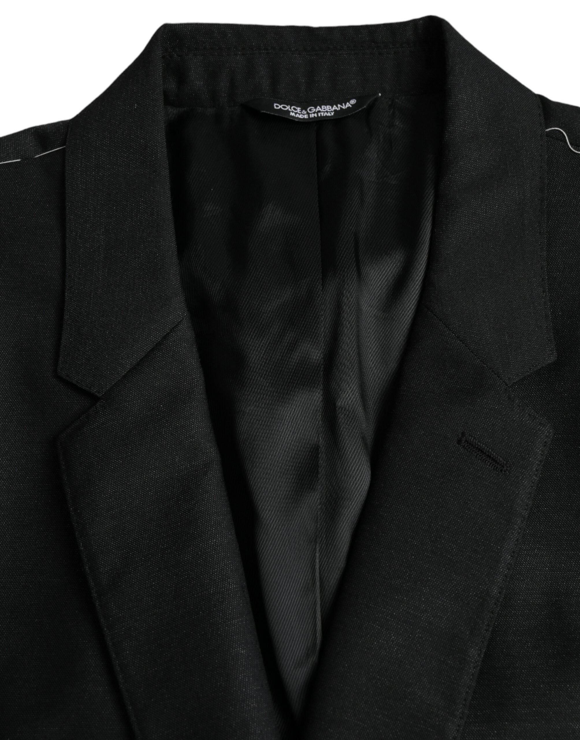 Dolce & Gabbana Black Wool Notch SingleBreasted Coat Blazer - Hilstor