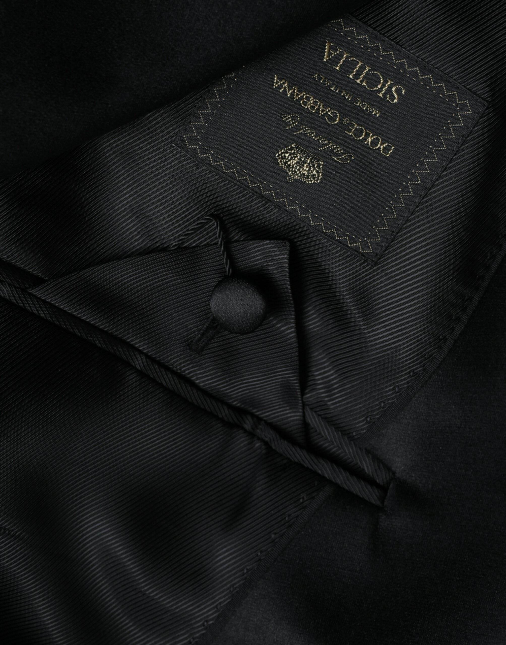 Dolce & Gabbana Black SICILIA Single Breasted Coat Blazer - Hilstor