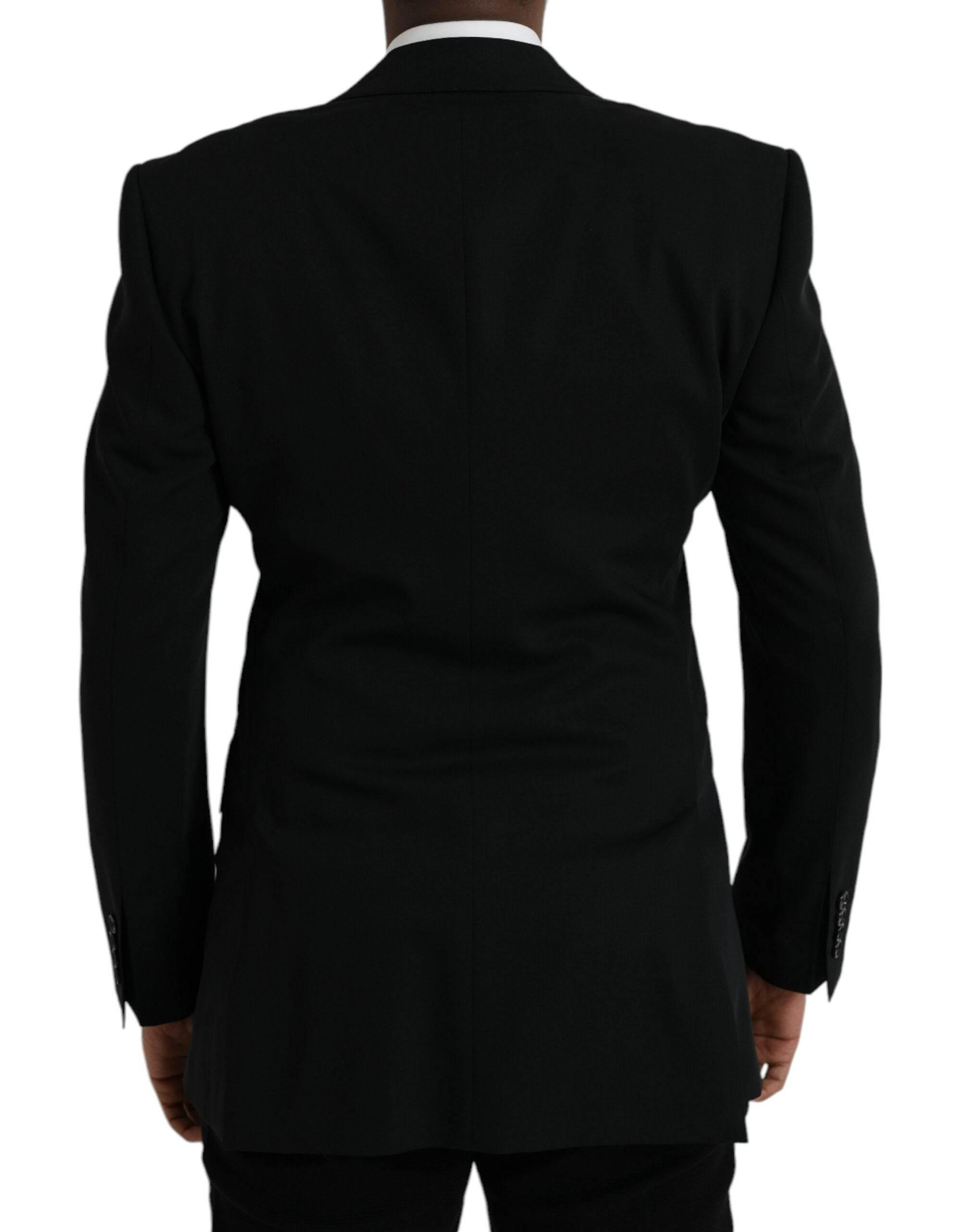 Dolce & Gabbana Black Wool Peak Single Breasted Coat Blazer - Hilstor