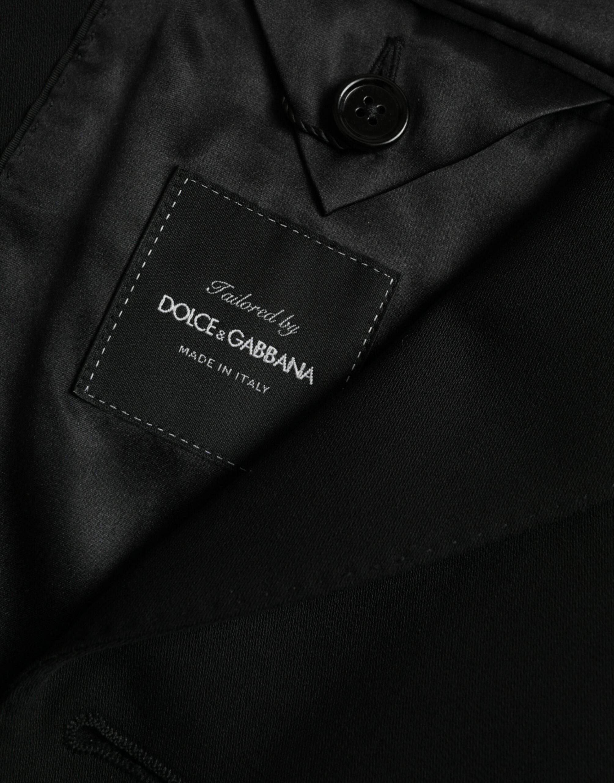 Dolce & Gabbana Black Wool Peak Single Breasted Coat Blazer - Hilstor