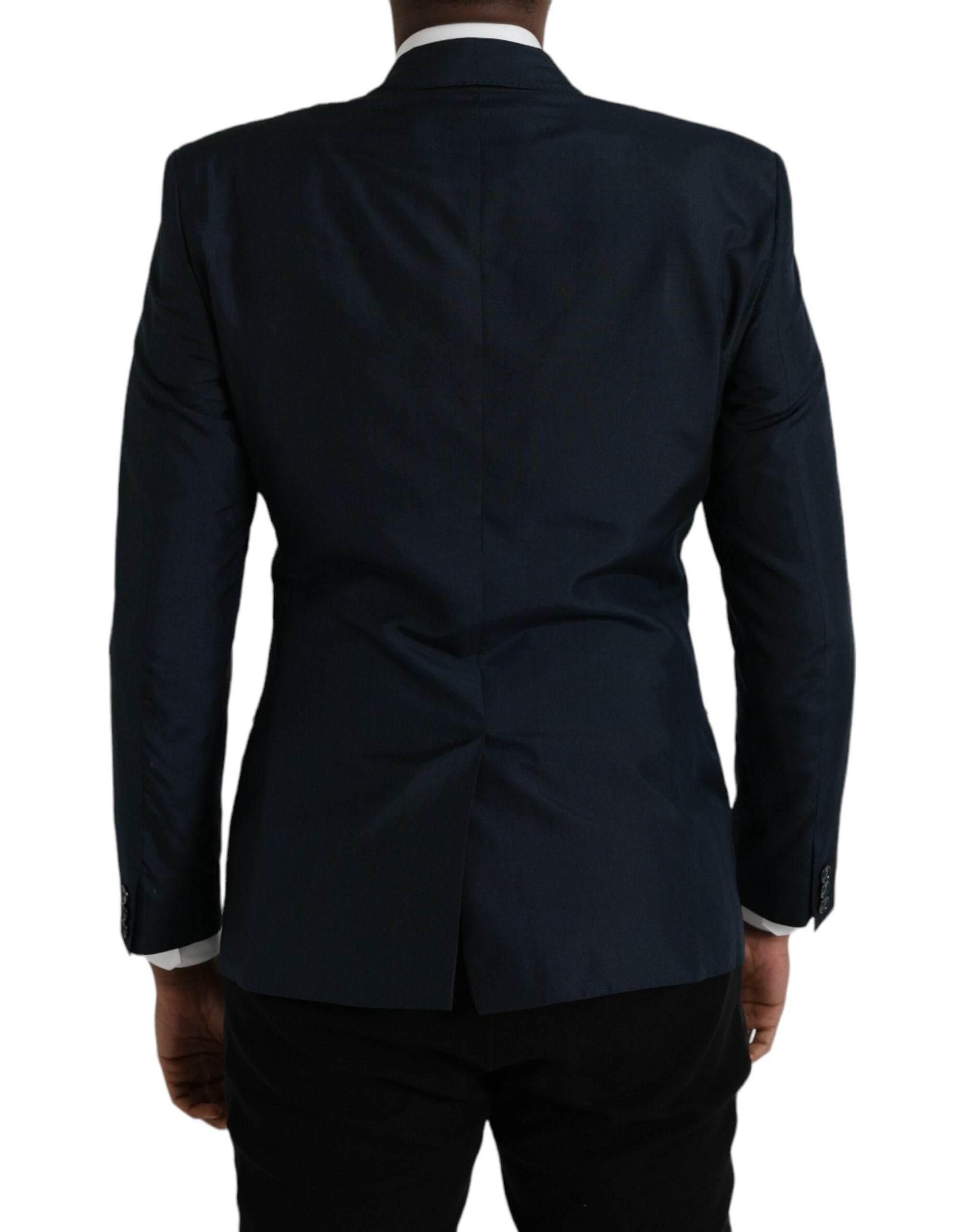 Dolce & Gabbana Blue GOLD Notch Single Breasted Coat Blazer - Hilstor