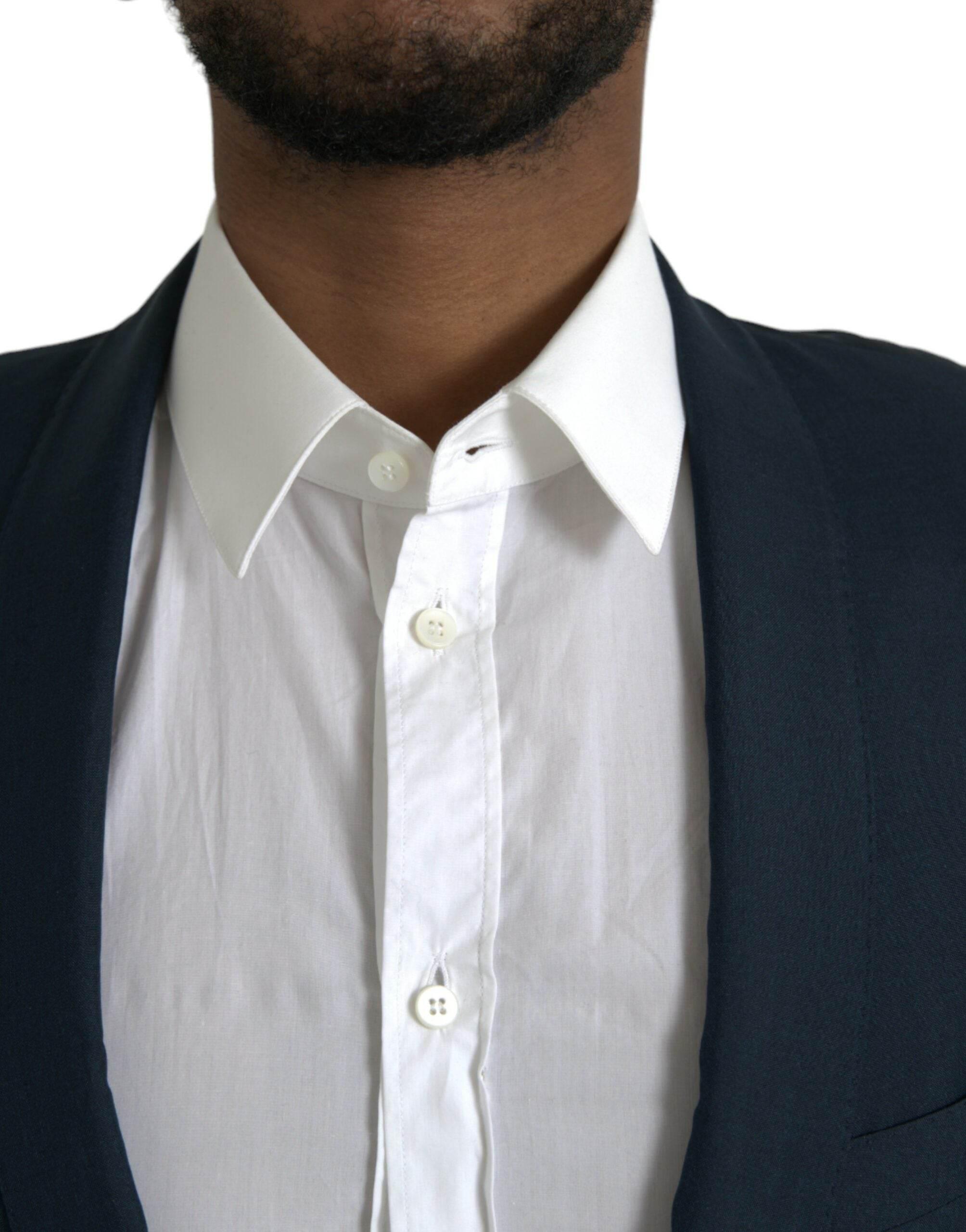 Dolce & Gabbana Blue GOLD Notch Single Breasted Coat Blazer - Hilstor