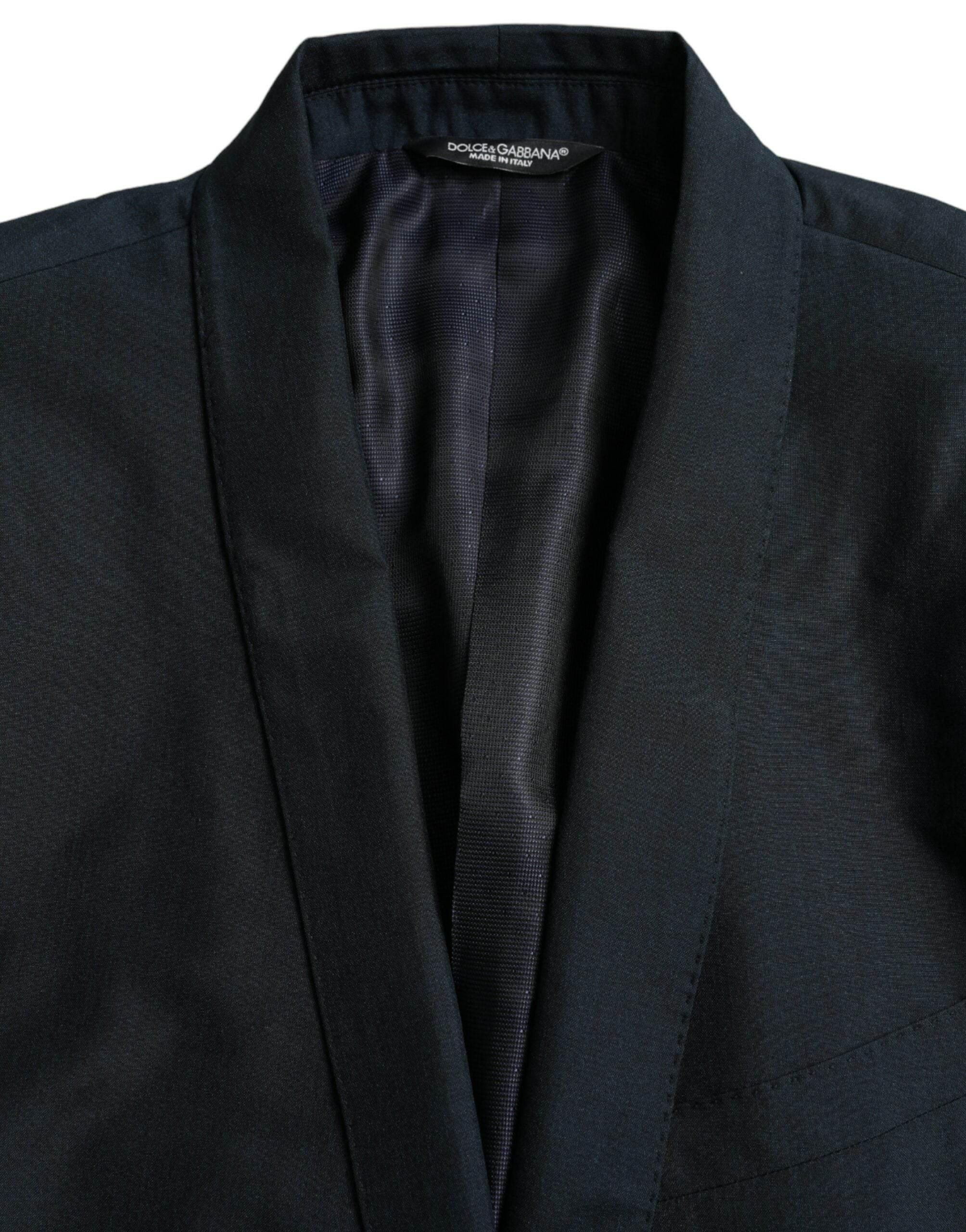 Dolce & Gabbana Blue GOLD Notch Single Breasted Coat Blazer - Hilstor