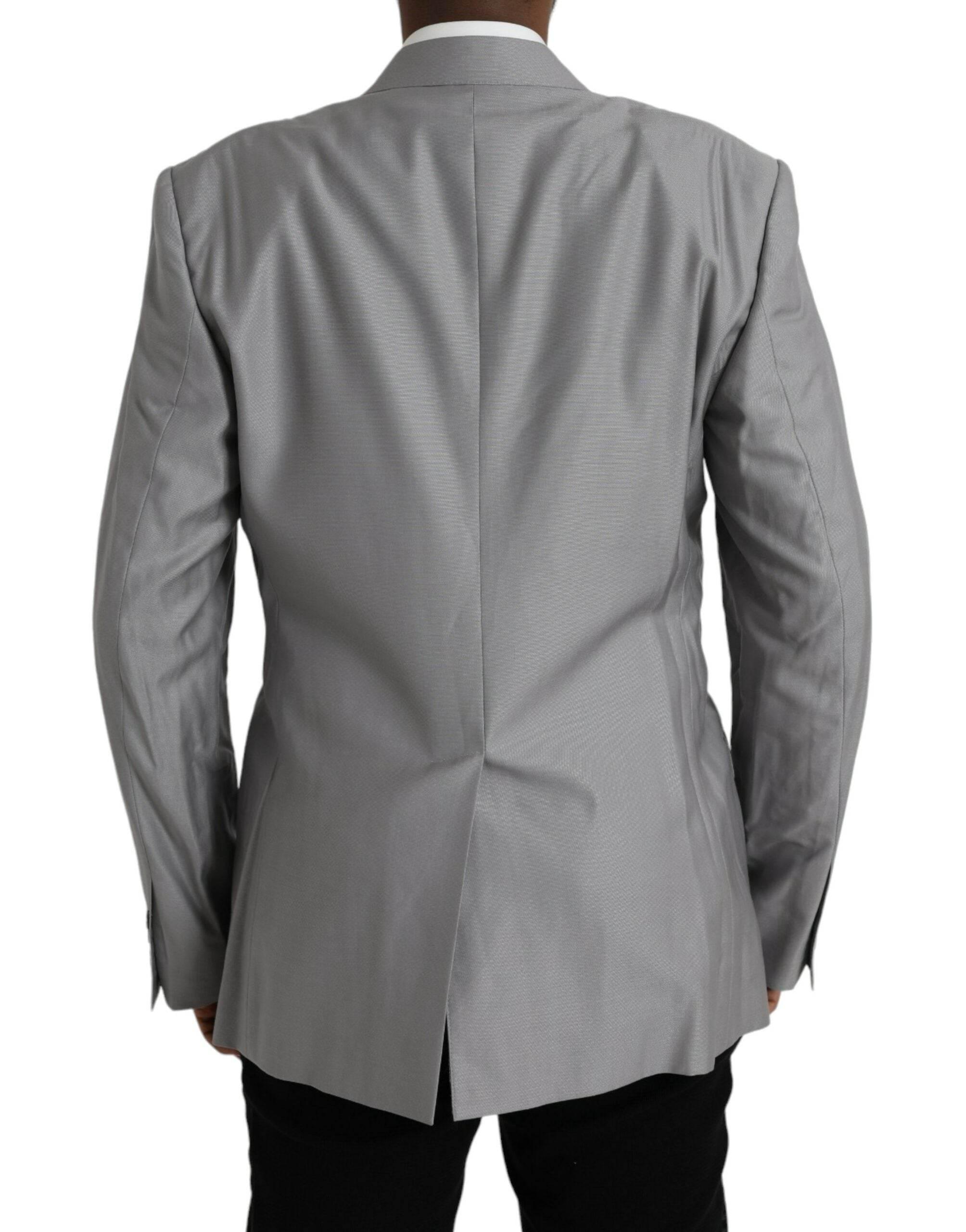 Dolce & Gabbana Gray Wool Peak Single Breasted Coat Blazer - Hilstor