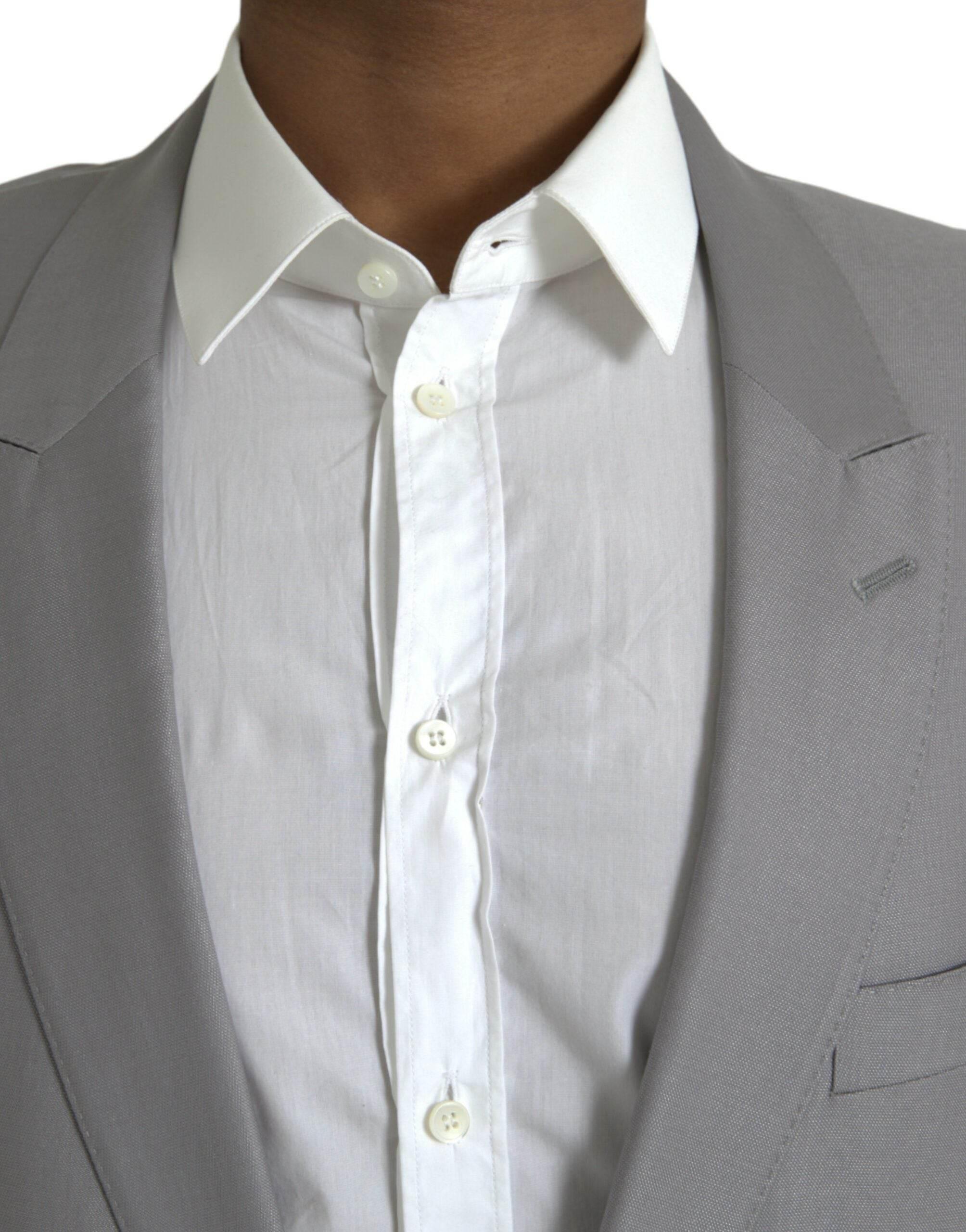 Dolce & Gabbana Gray Wool Peak Single Breasted Coat Blazer - Hilstor