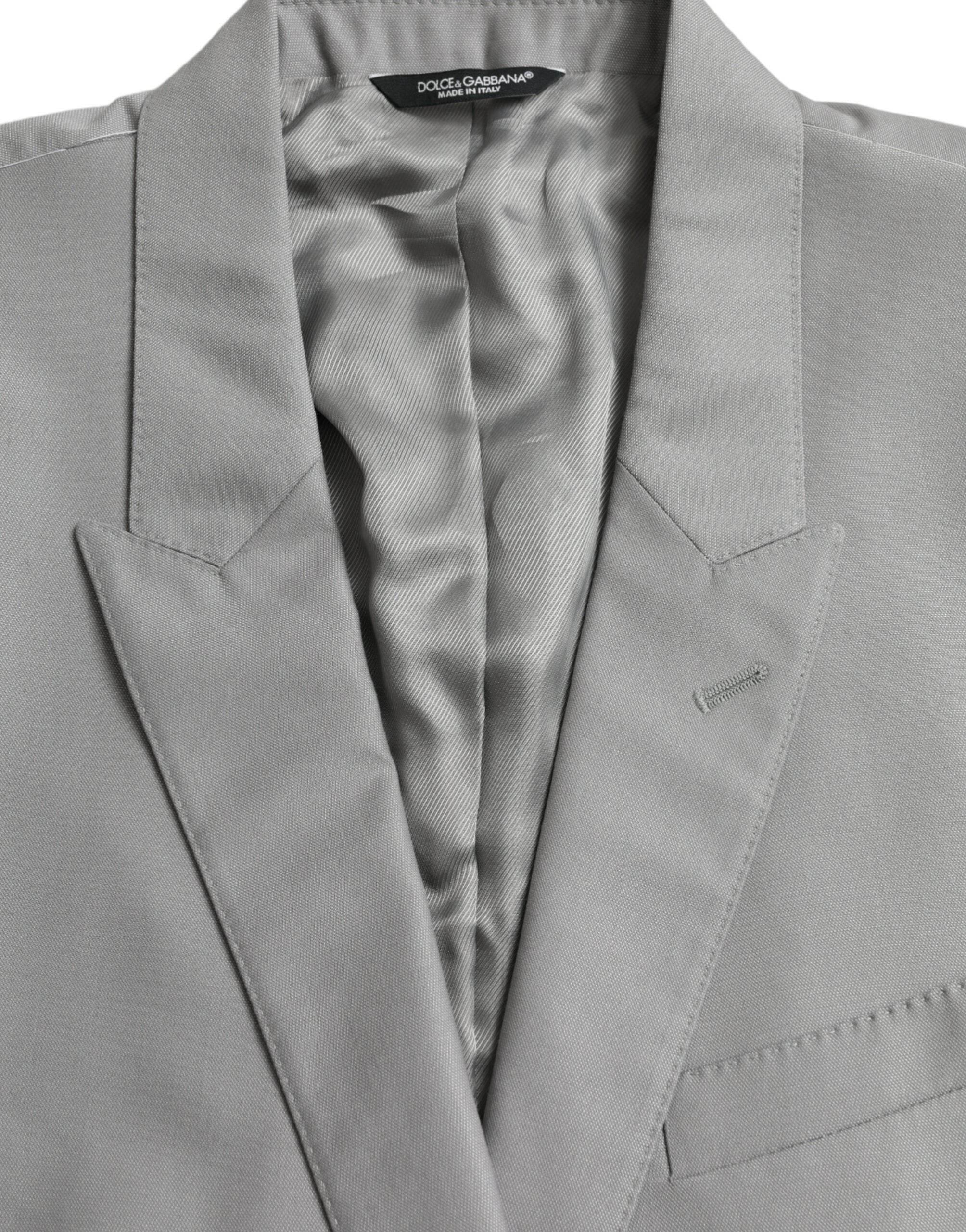 Dolce & Gabbana Gray Wool Peak Single Breasted Coat Blazer - Hilstor