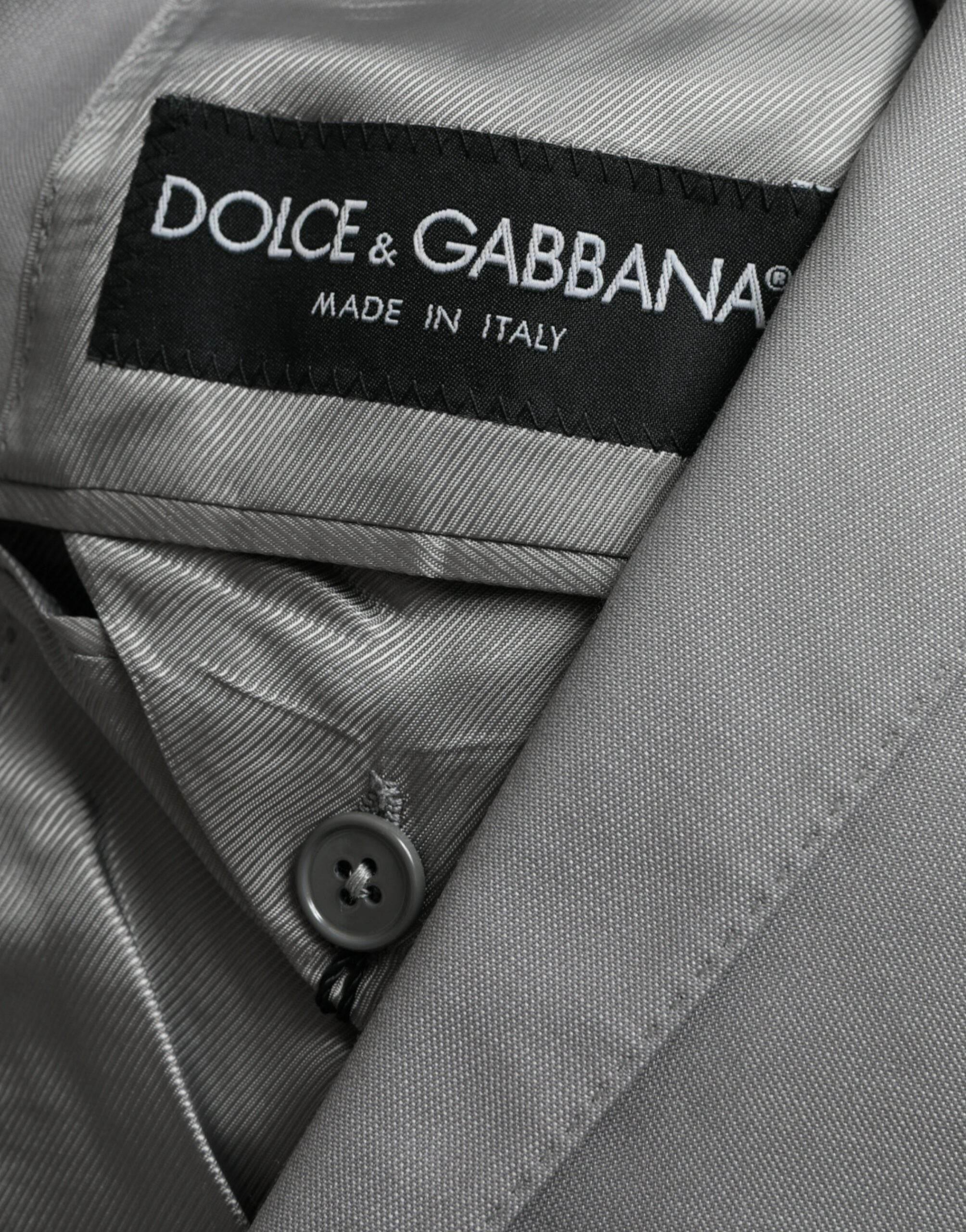 Dolce & Gabbana Gray Wool Peak Single Breasted Coat Blazer - Hilstor