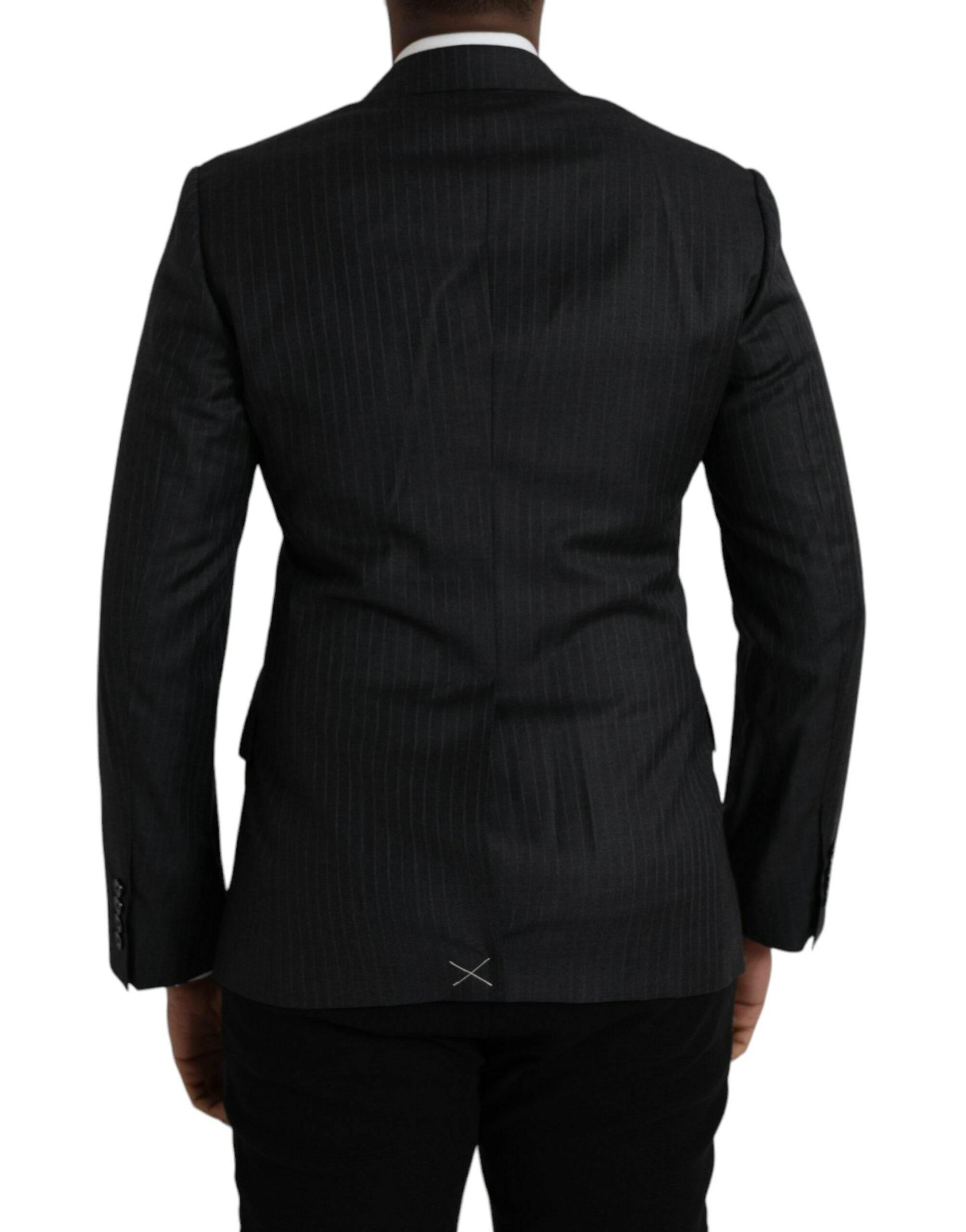 Dolce & Gabbana Black Stripe MARTINI Single Breasted Coat Blazer - Hilstor