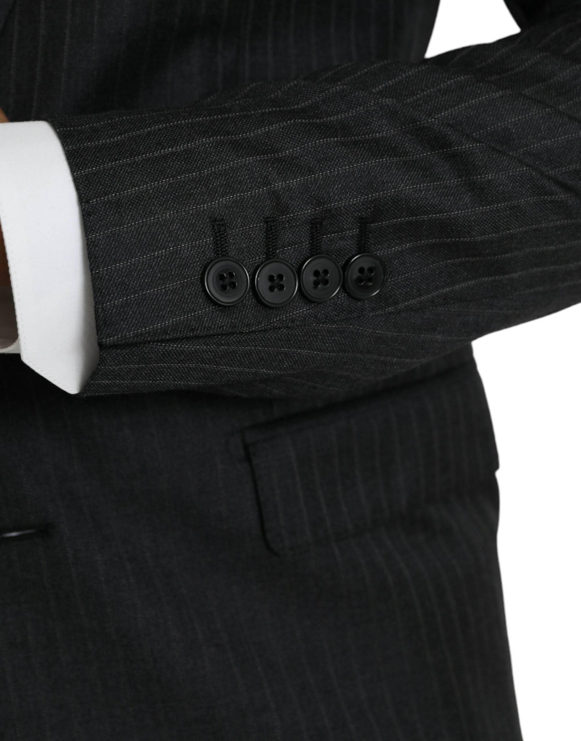 Dolce & Gabbana Black Stripe MARTINI Single Breasted Coat Blazer - Hilstor