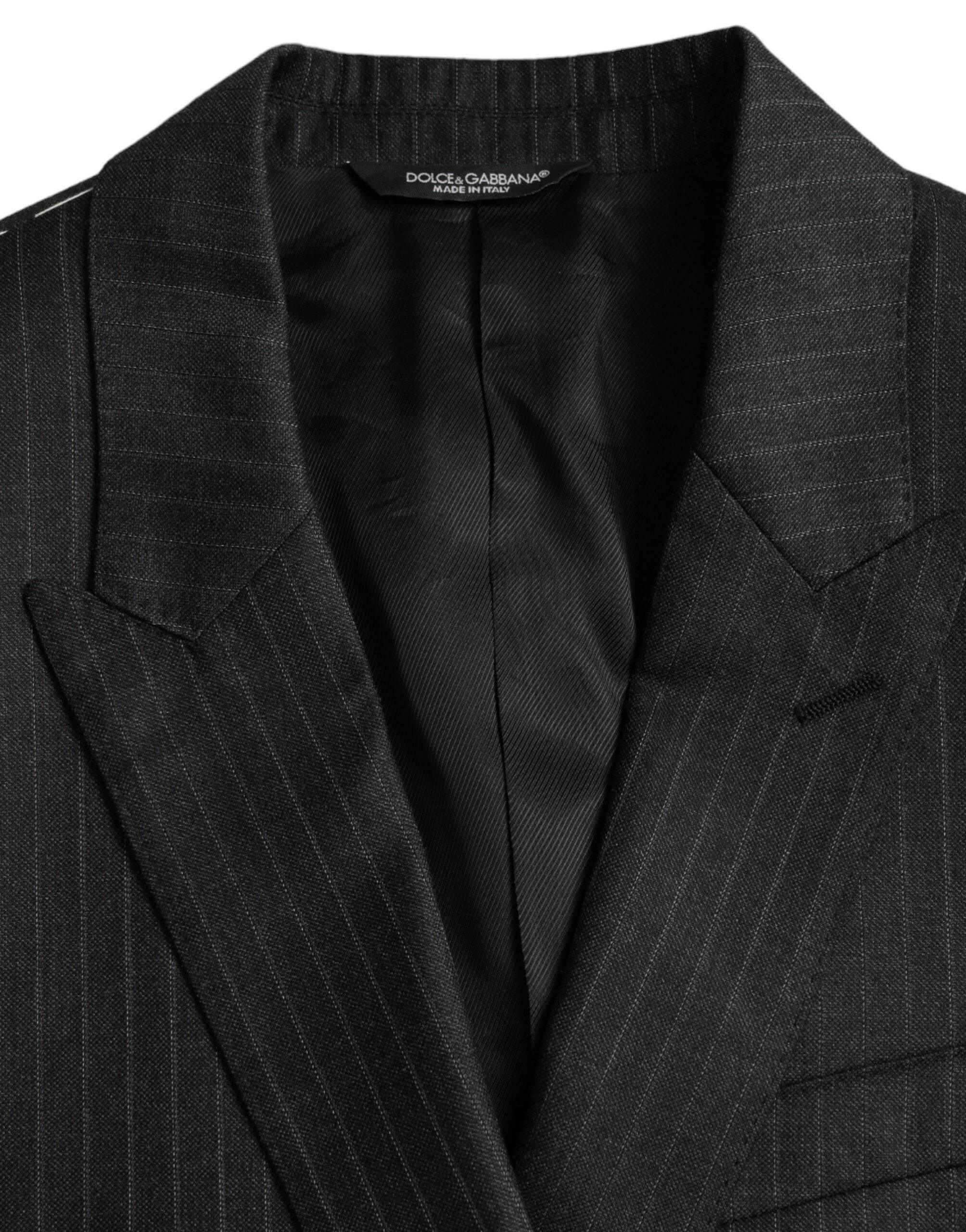 Dolce & Gabbana Black Stripe MARTINI Single Breasted Coat Blazer - Hilstor