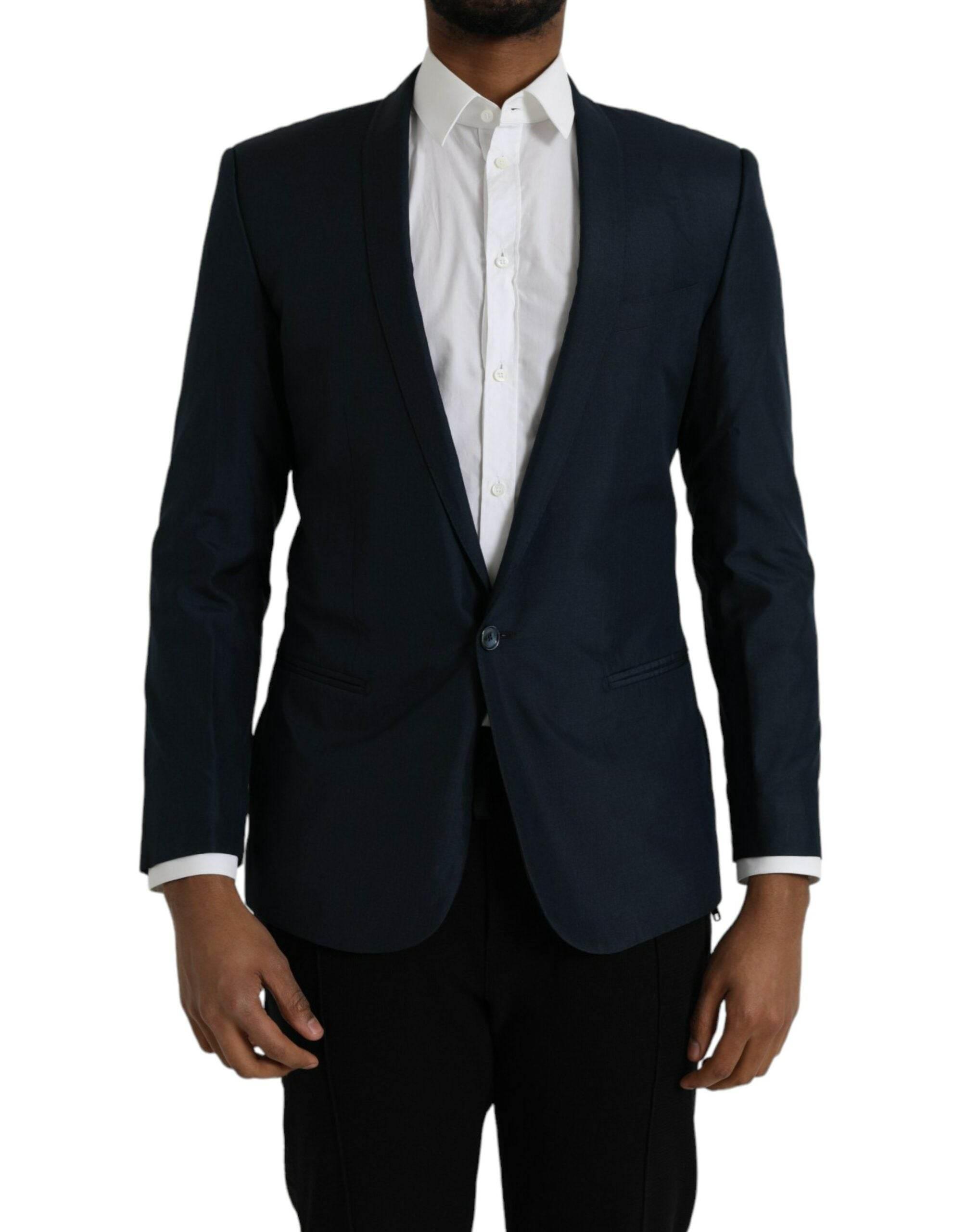 Dolce & Gabbana Blue MARTINI Shawl Single Breasted Blazer - Hilstor