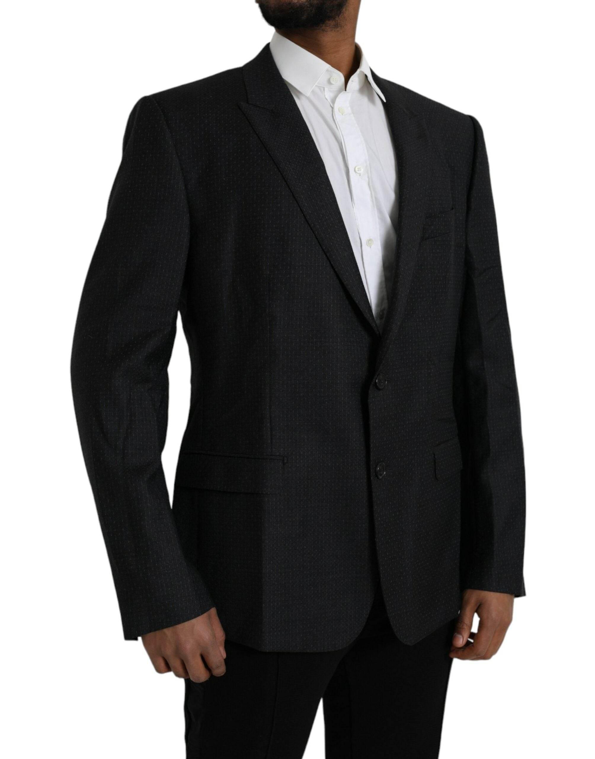Dolce & Gabbana Black Wool MARTINI Single Breasted Coat Blazer - Hilstor