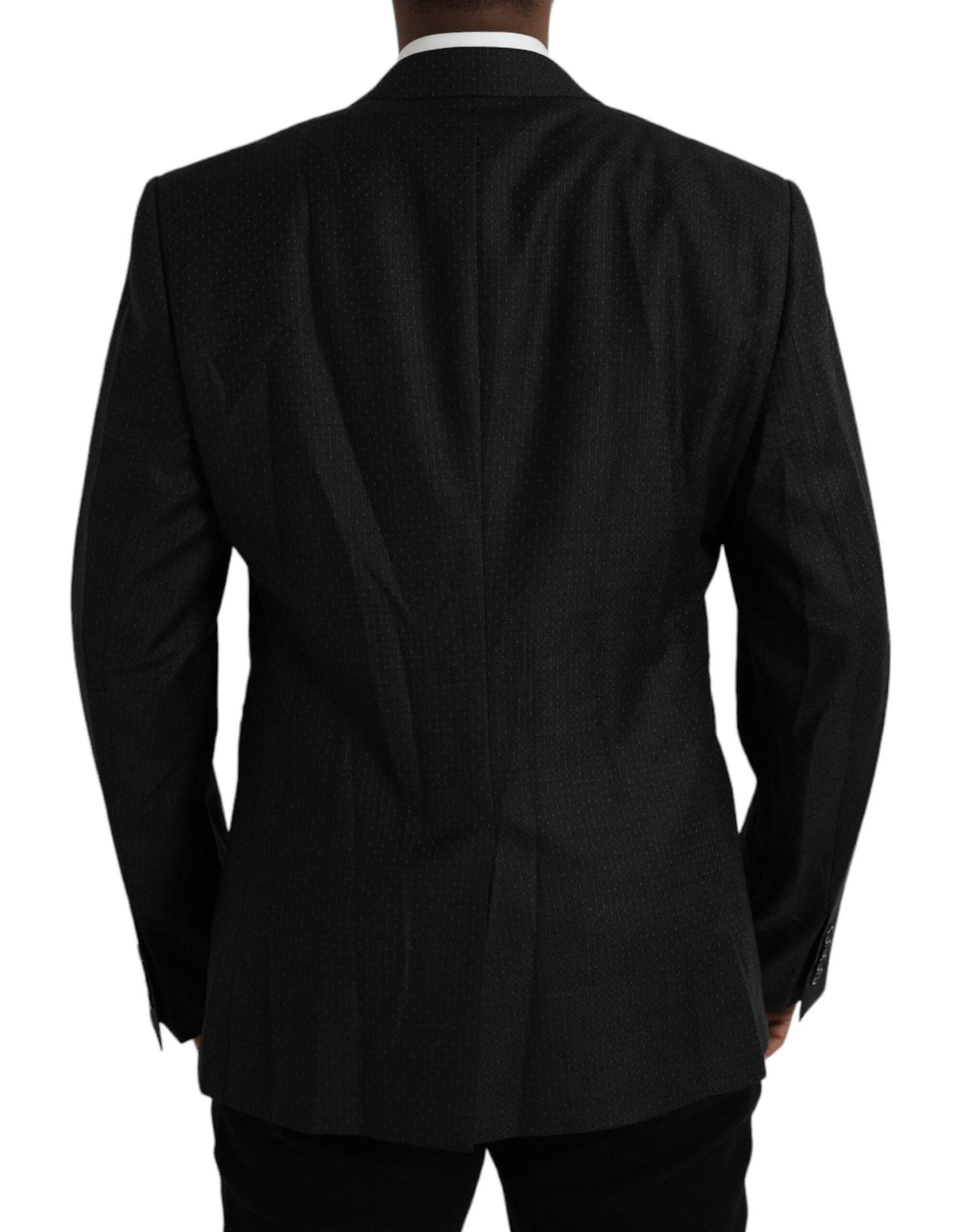 Dolce & Gabbana Black Wool MARTINI Single Breasted Coat Blazer - Hilstor