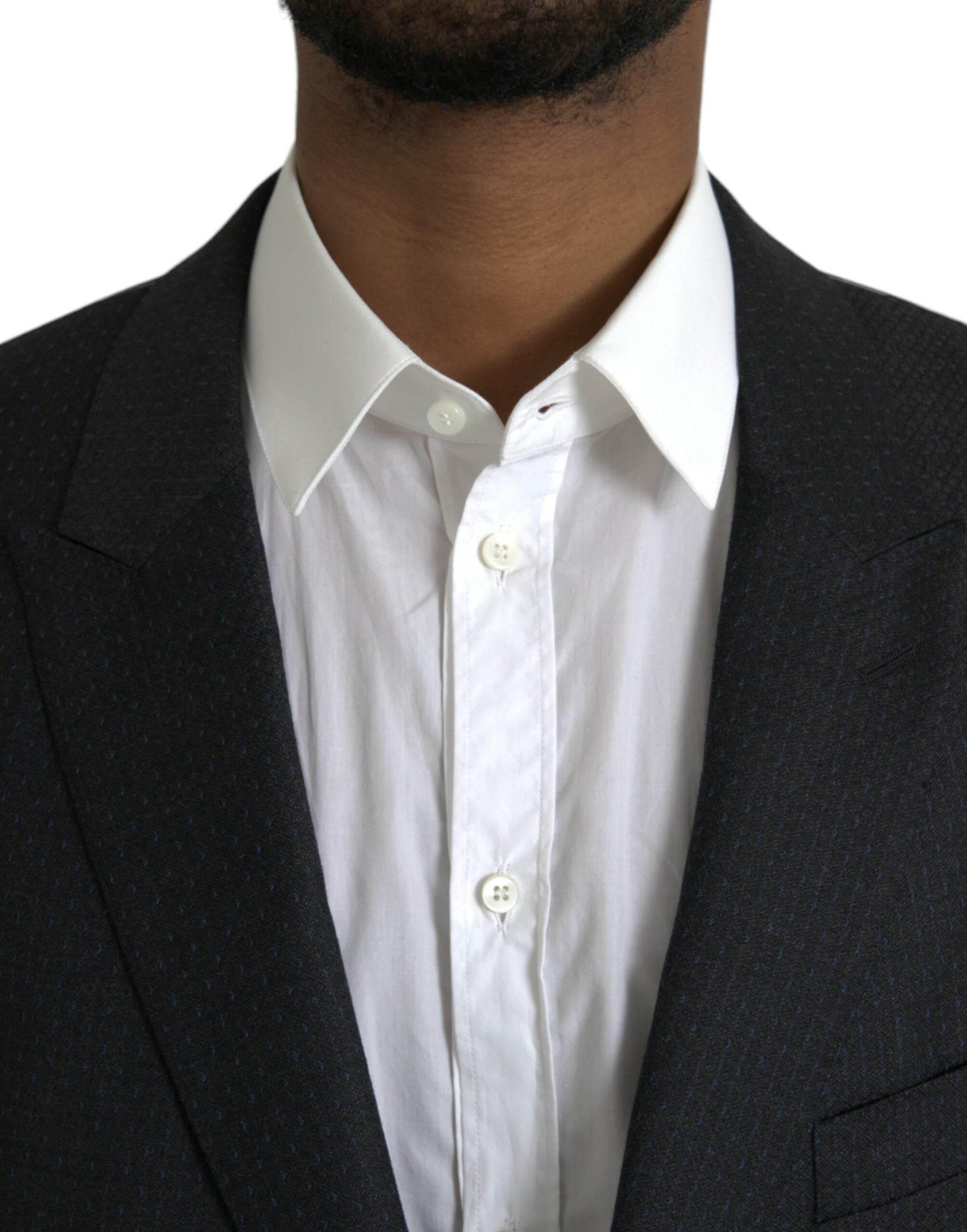 Dolce & Gabbana Black Wool MARTINI Single Breasted Coat Blazer - Hilstor
