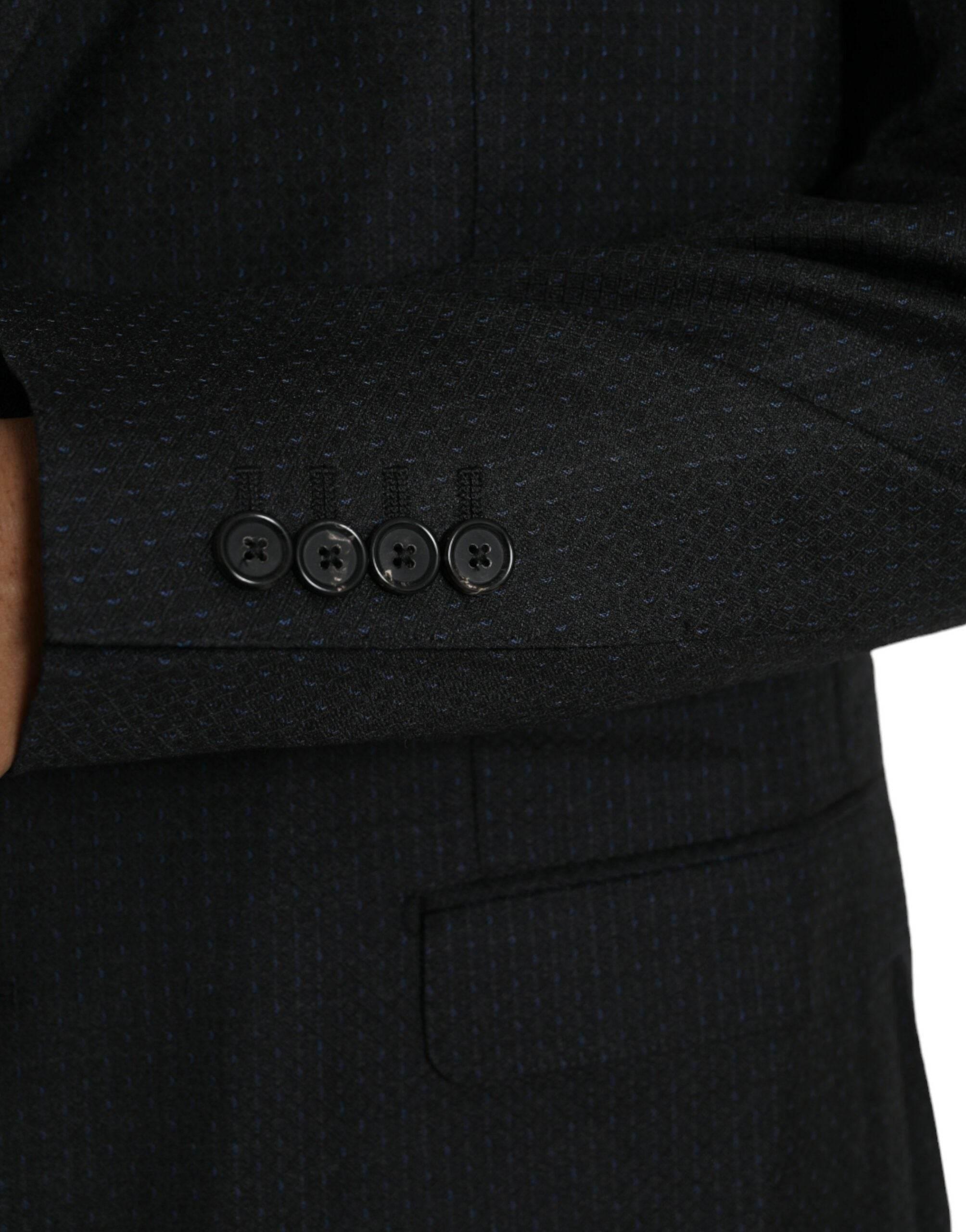 Dolce & Gabbana Black Wool MARTINI Single Breasted Coat Blazer - Hilstor