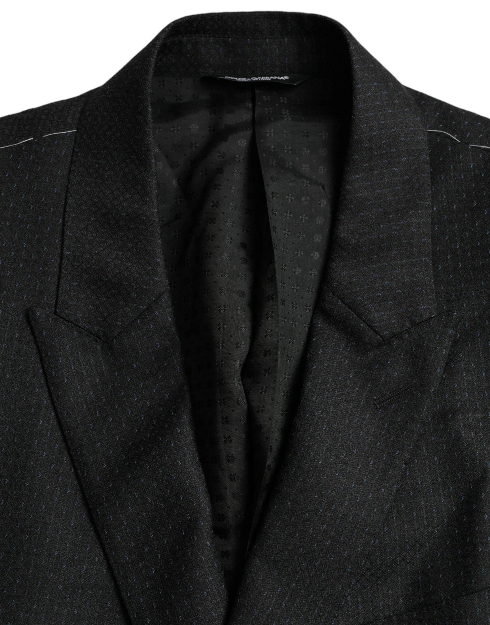 Dolce & Gabbana Black Wool MARTINI Single Breasted Coat Blazer - Hilstor
