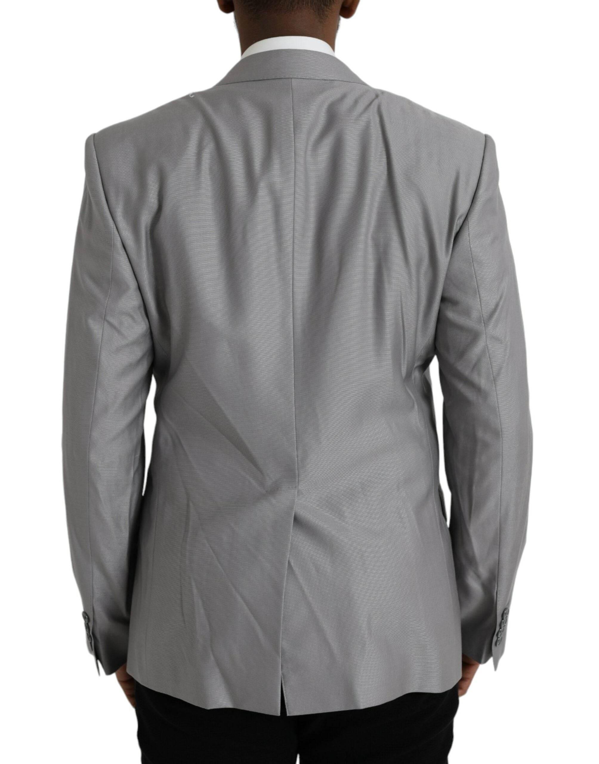Dolce & Gabbana Gray Wool Peak Single Breasted Coat Blazer - Hilstor