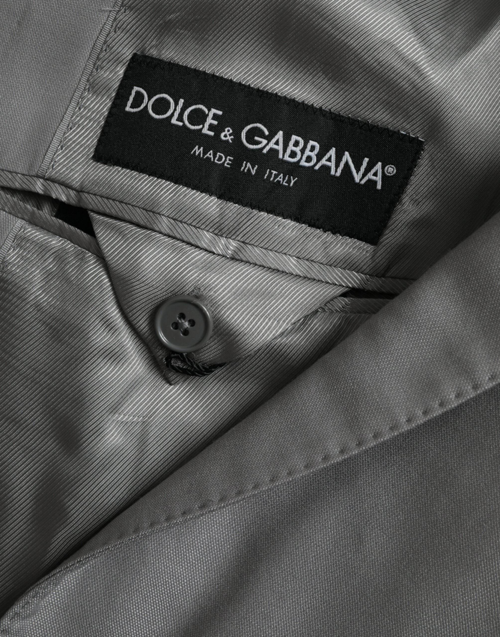 Dolce & Gabbana Gray Wool Peak Single Breasted Coat Blazer - Hilstor