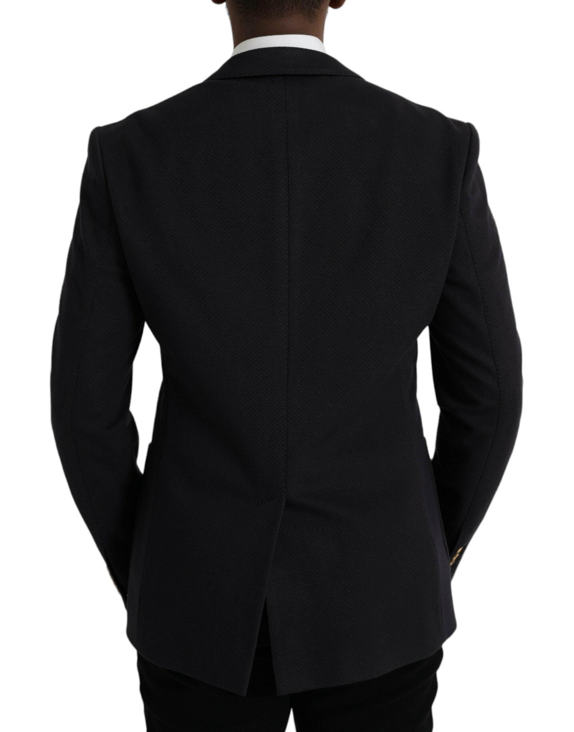 Dolce & Gabbana Dark Blue Crown Bee Double Breasted Blazer - Hilstor