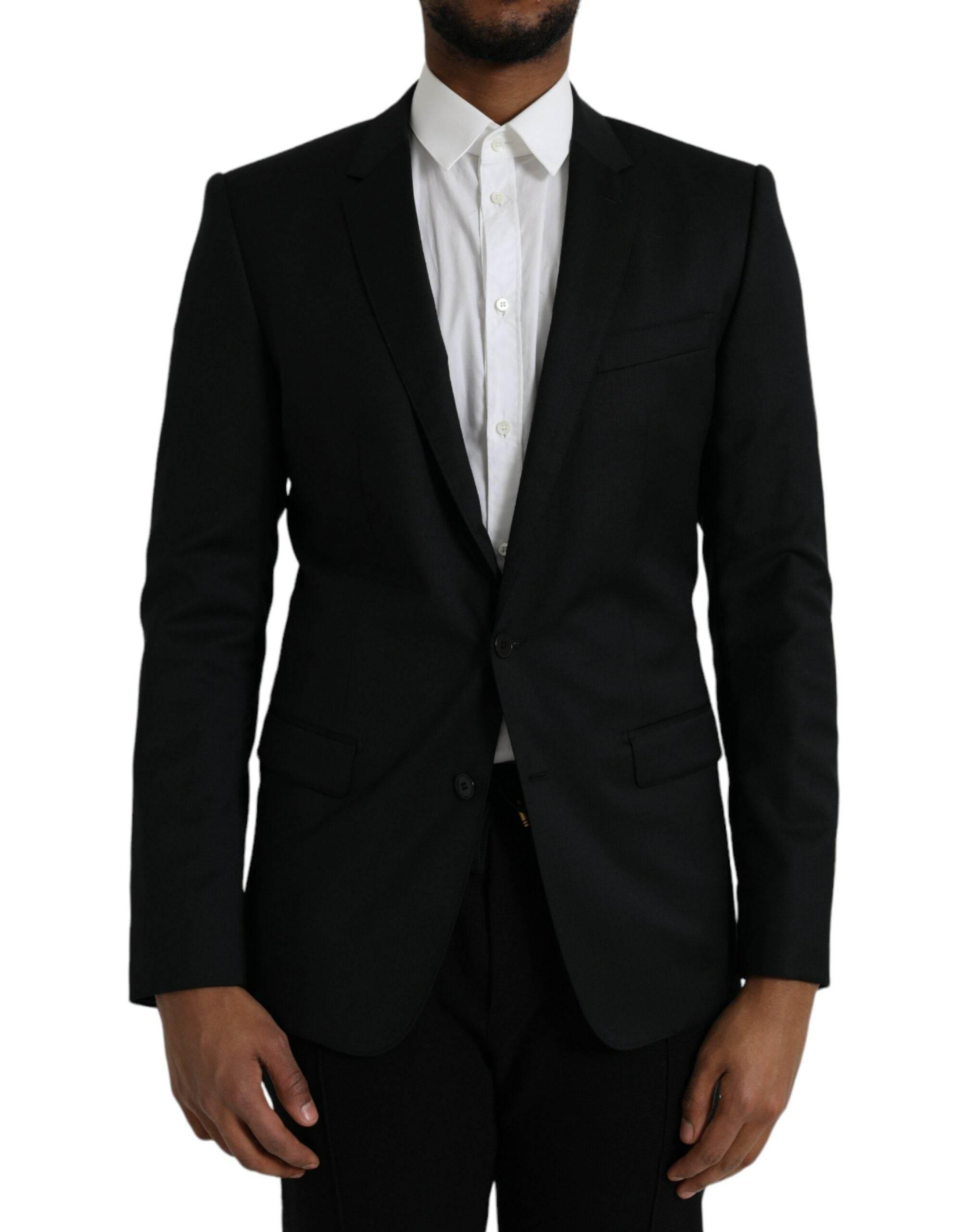 Dolce & Gabbana Black Wool MARTINI Single Breasted Blazer - Hilstor