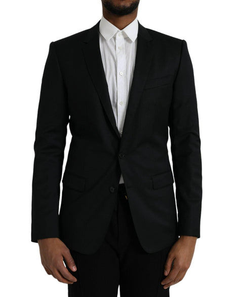 Dolce & Gabbana Black Wool MARTINI Single Breasted Blazer - Hilstor