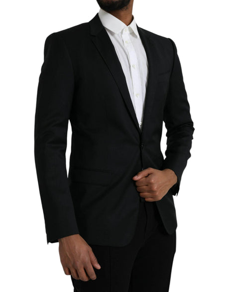 Dolce & Gabbana Black Wool MARTINI Single Breasted Blazer - Hilstor