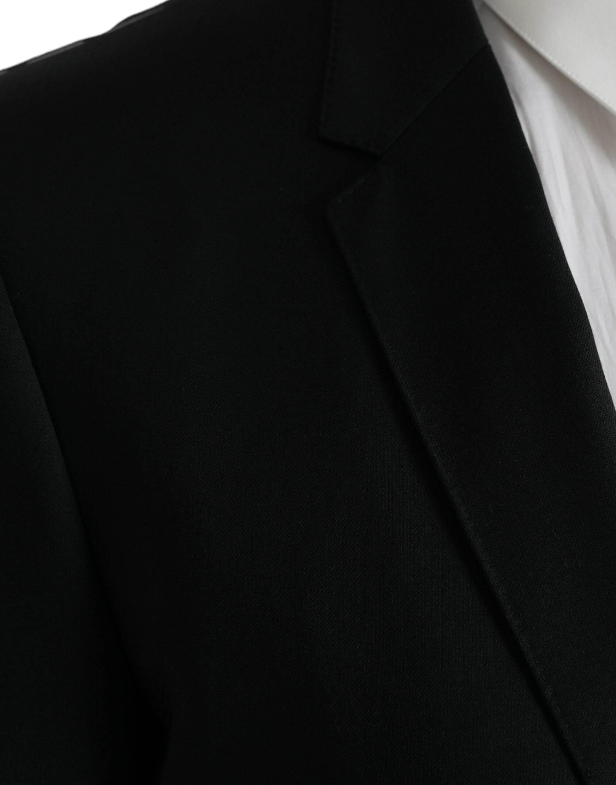 Dolce & Gabbana Black Wool MARTINI Single Breasted Blazer - Hilstor
