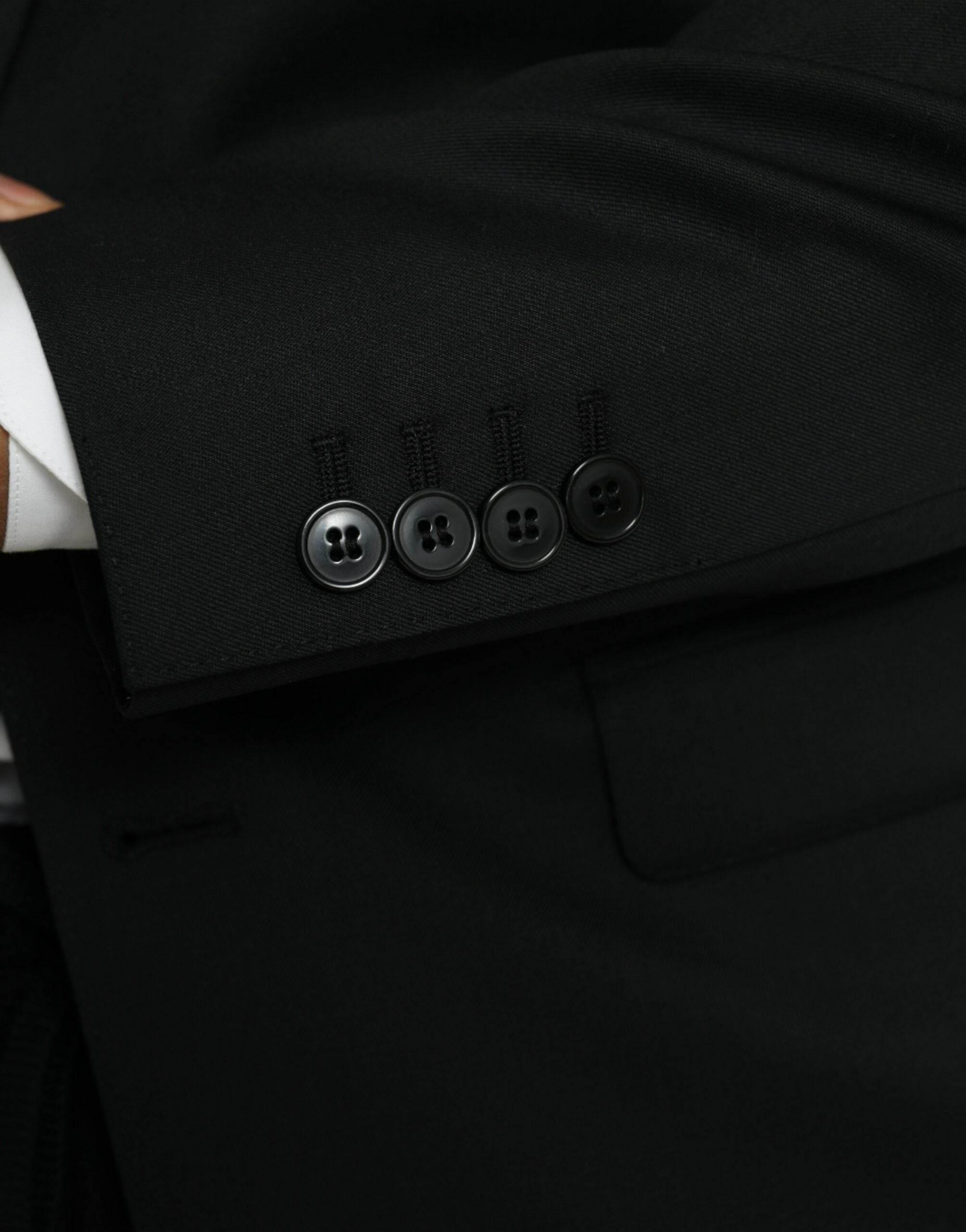 Dolce & Gabbana Black Wool MARTINI Single Breasted Blazer - Hilstor