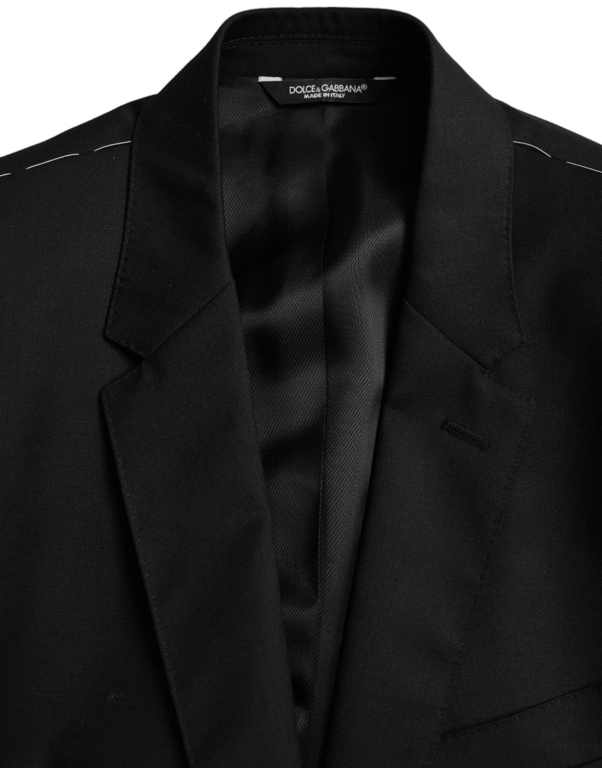 Dolce & Gabbana Black Wool MARTINI Single Breasted Blazer - Hilstor
