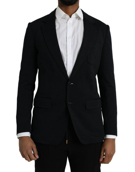 Dolce & Gabbana Black Wool Notch Single Breasted Coat Blazer - Hilstor