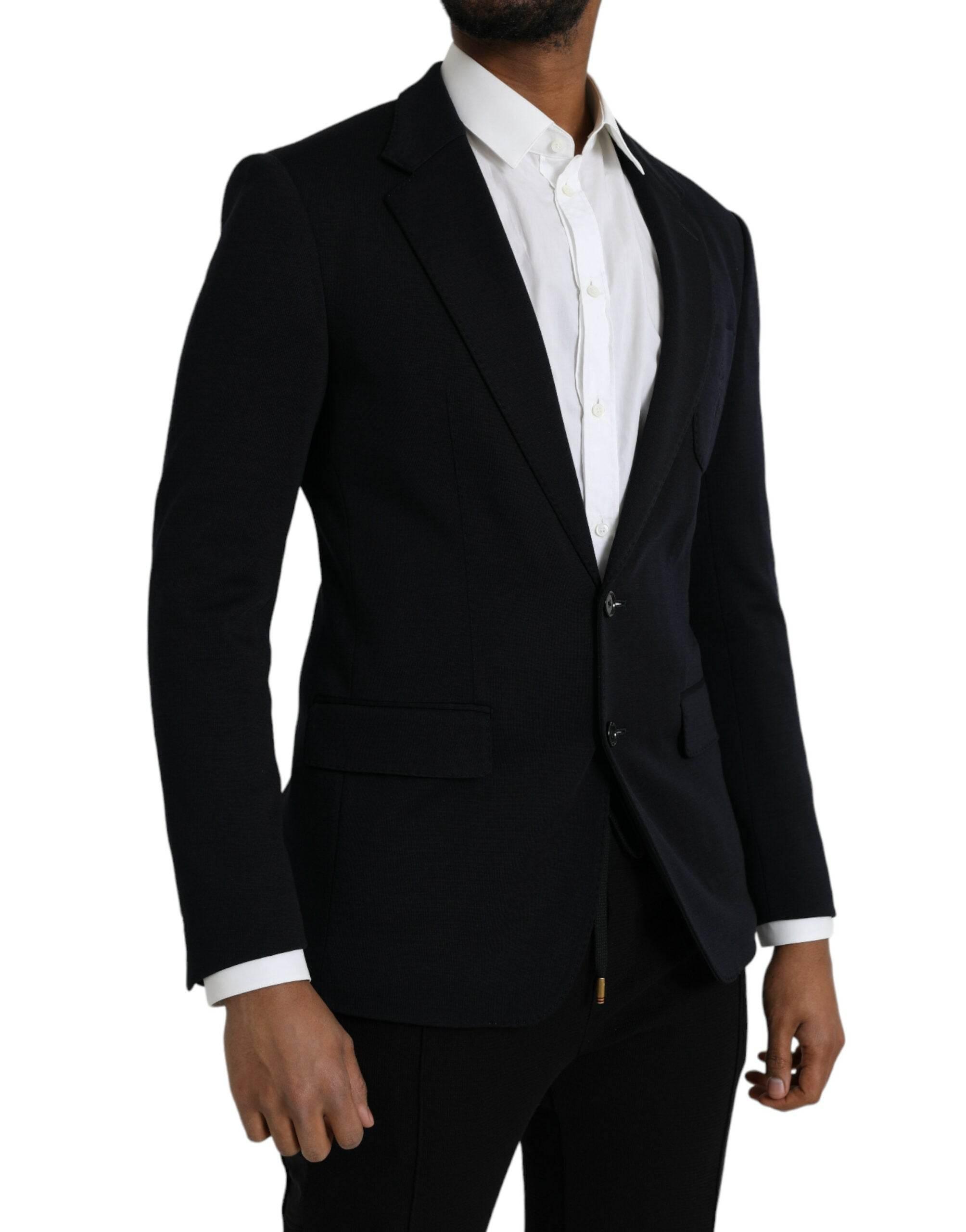 Dolce & Gabbana Black Wool Notch Single Breasted Coat Blazer - Hilstor