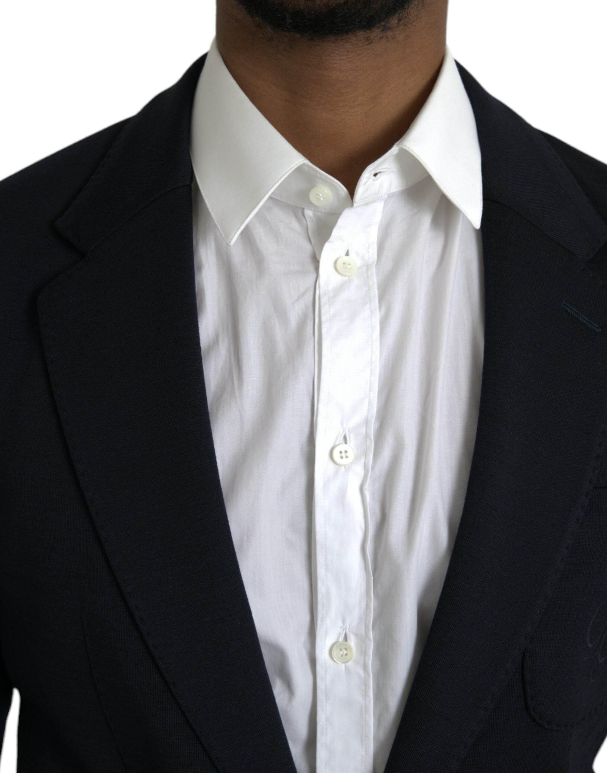 Dolce & Gabbana Black Wool Notch Single Breasted Coat Blazer - Hilstor