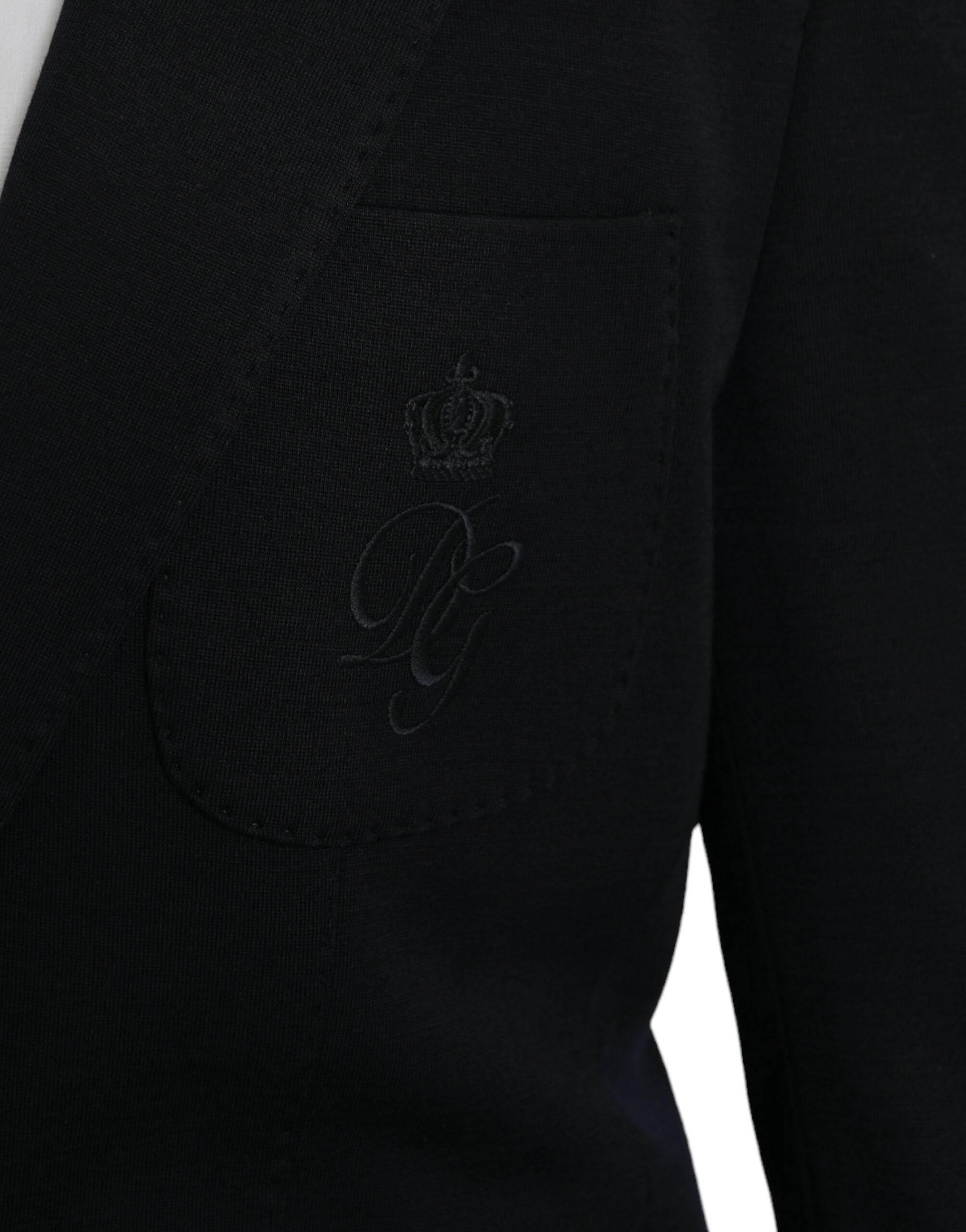 Dolce & Gabbana Black Wool Notch Single Breasted Coat Blazer - Hilstor