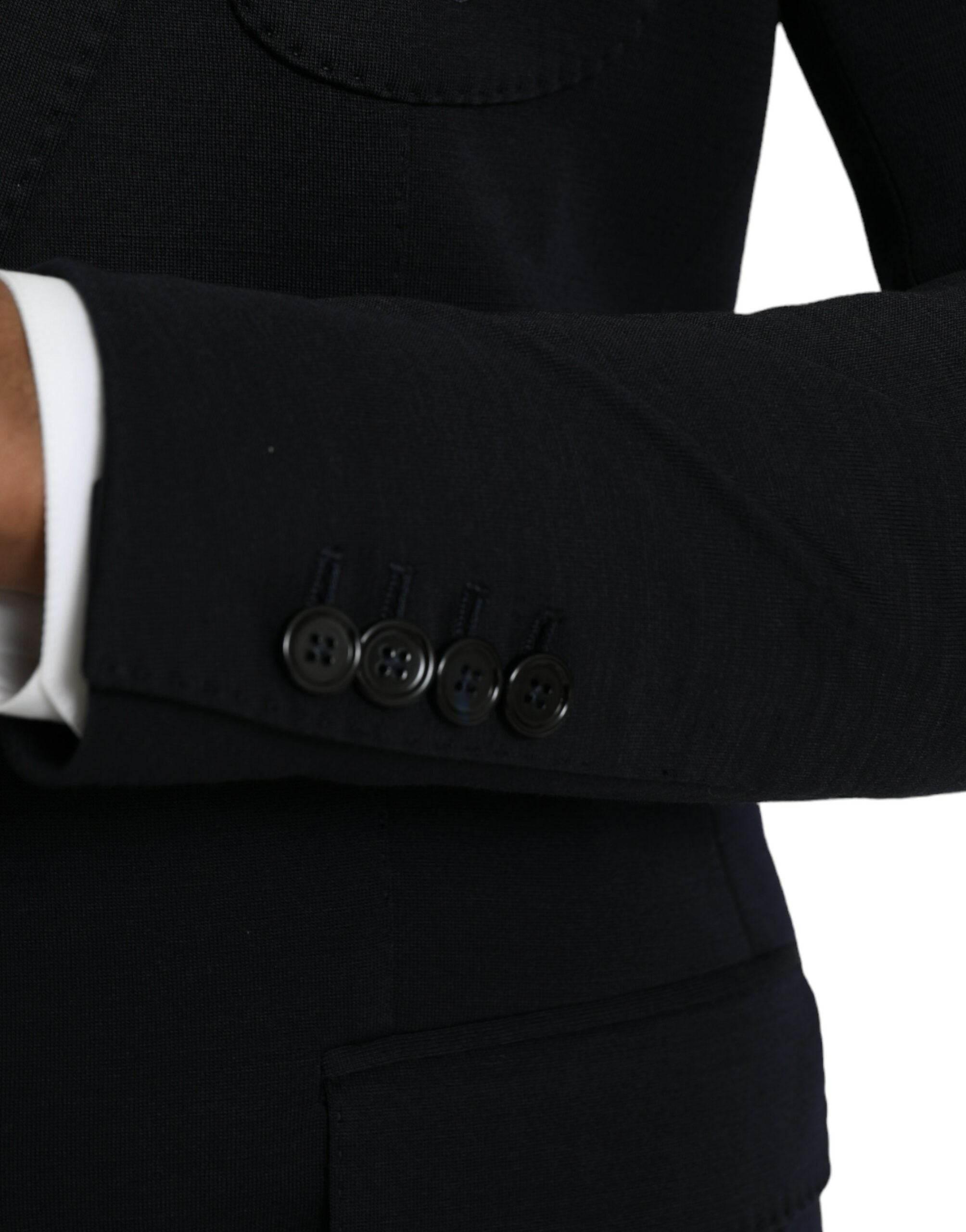 Dolce & Gabbana Black Wool Notch Single Breasted Coat Blazer - Hilstor