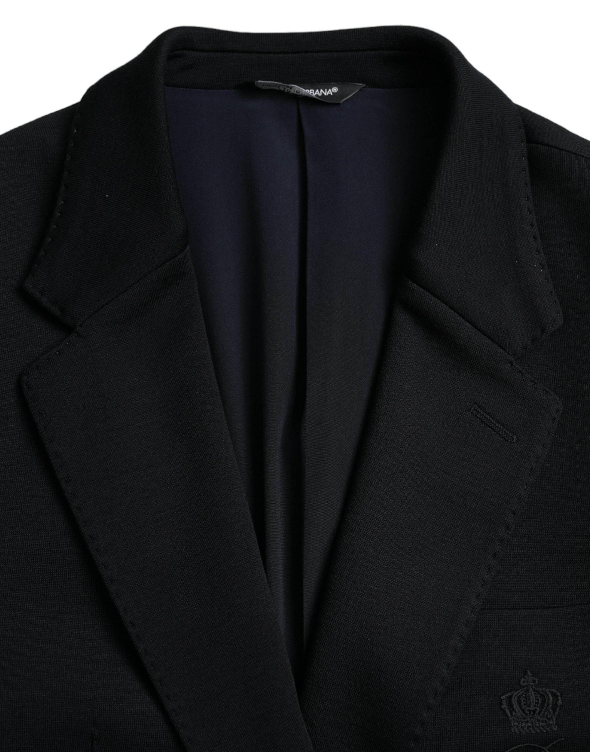 Dolce & Gabbana Black Wool Notch Single Breasted Coat Blazer - Hilstor