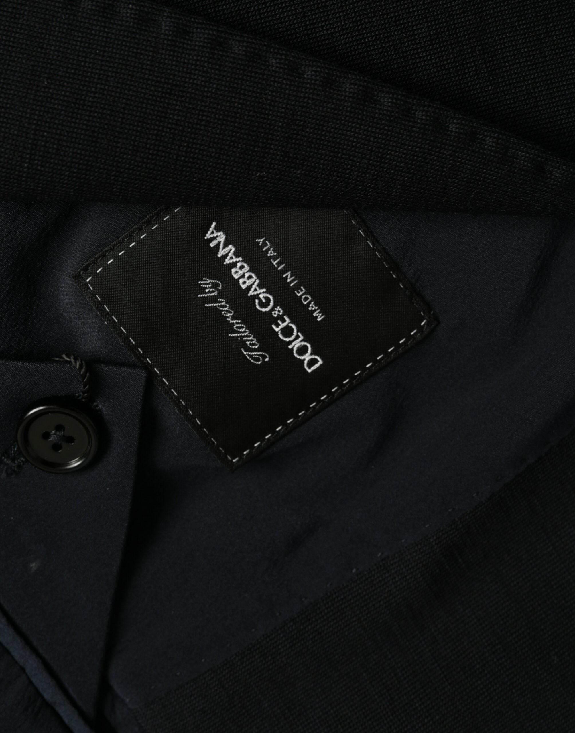 Dolce & Gabbana Black Wool Notch Single Breasted Coat Blazer - Hilstor