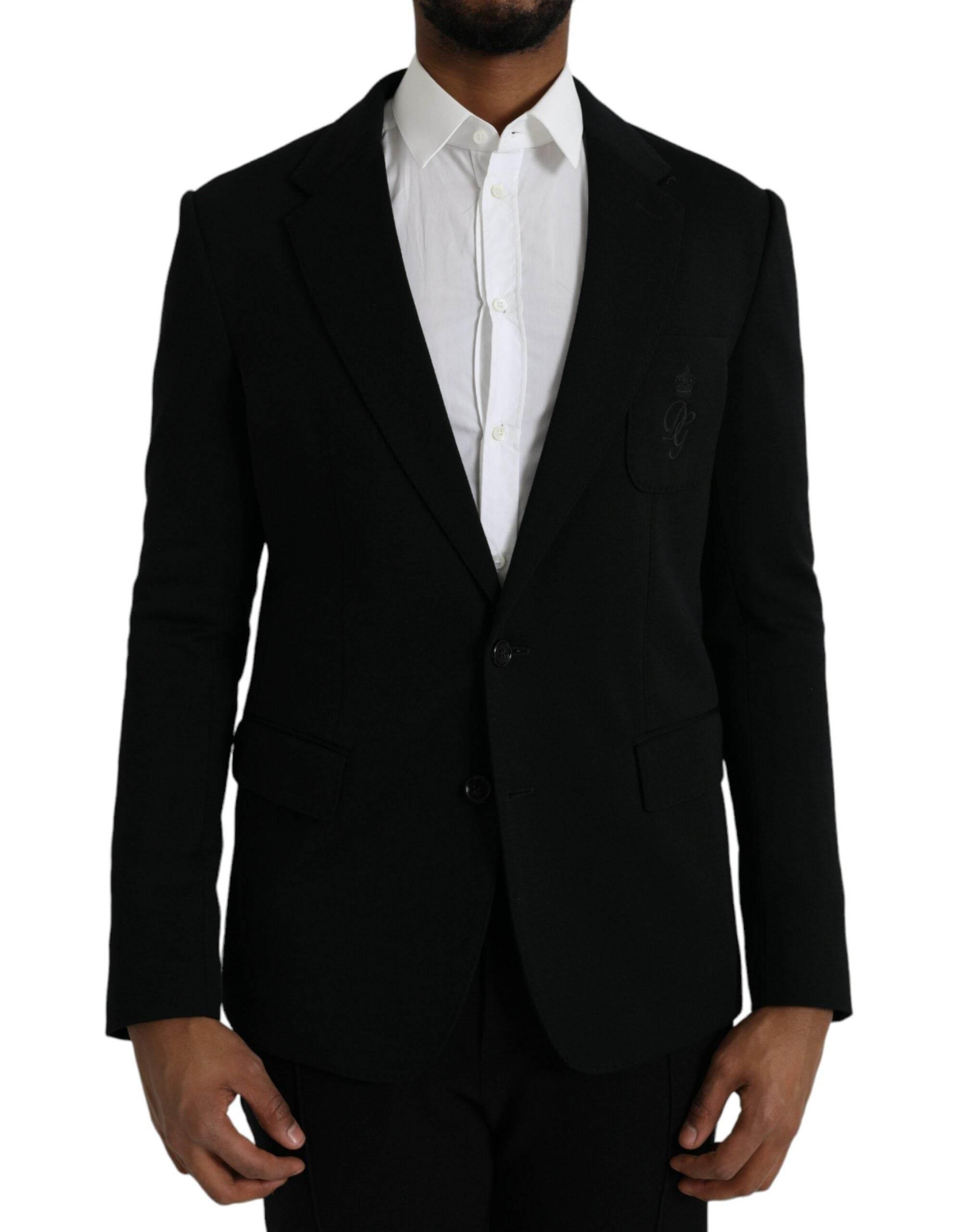 Dolce & Gabbana Black Wool Notch Single Breasted Coat Blazer - Hilstor