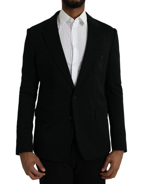 Dolce & Gabbana Black Wool Notch Single Breasted Coat Blazer - Hilstor